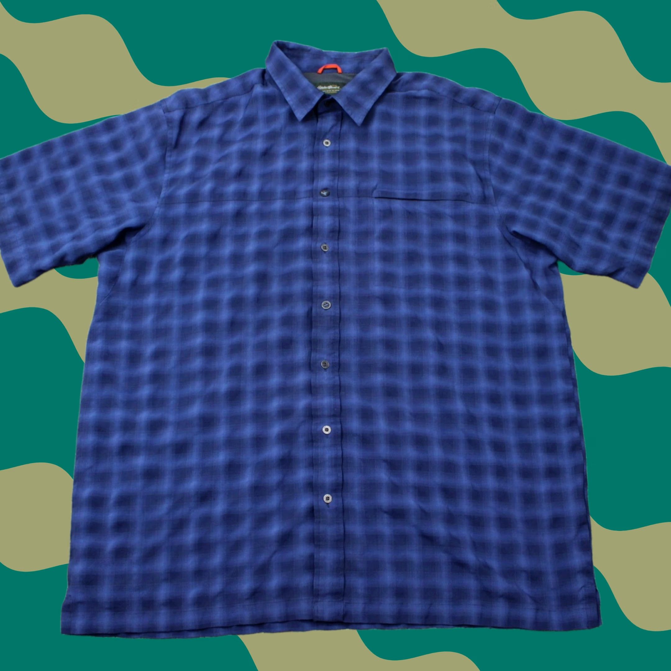 Eddie Bauer Eddie Bauer Shirt Men XL Tall XLT Blue Plaid Button-Up Short Sleeve Travel Workwear Casual Size US XL / EU 56 / 4 - 1 Thumbnail