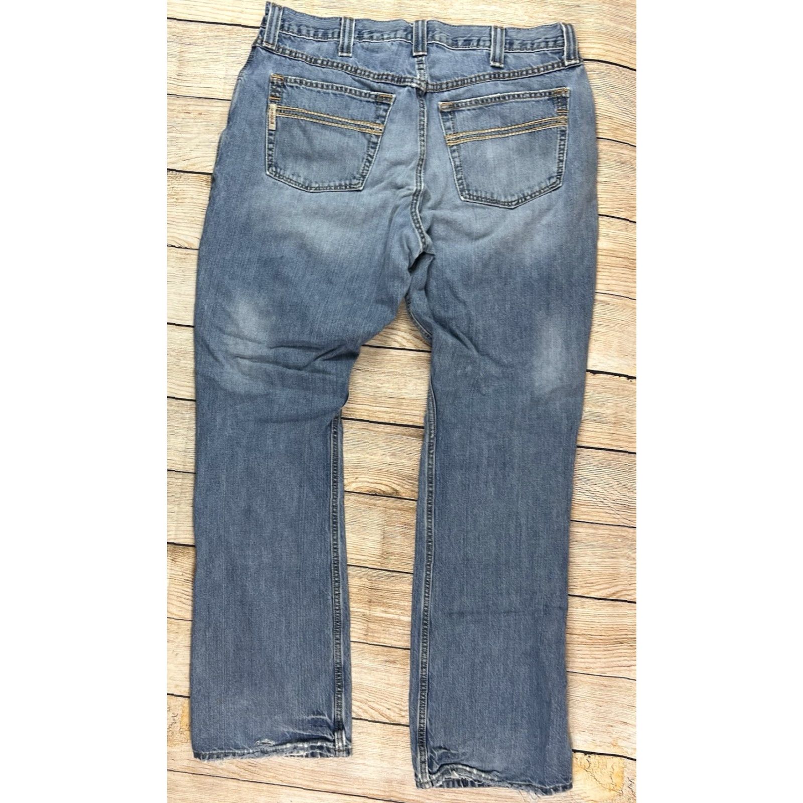 Denime Cinch Jeans Men Distress Bootcut Denim Blue 38x36 Relaxed Regular Cowboy Western Distressed Hole Knee Pockets USA Logo USA Size US 38 / EU 54 - 2 Thumbnail