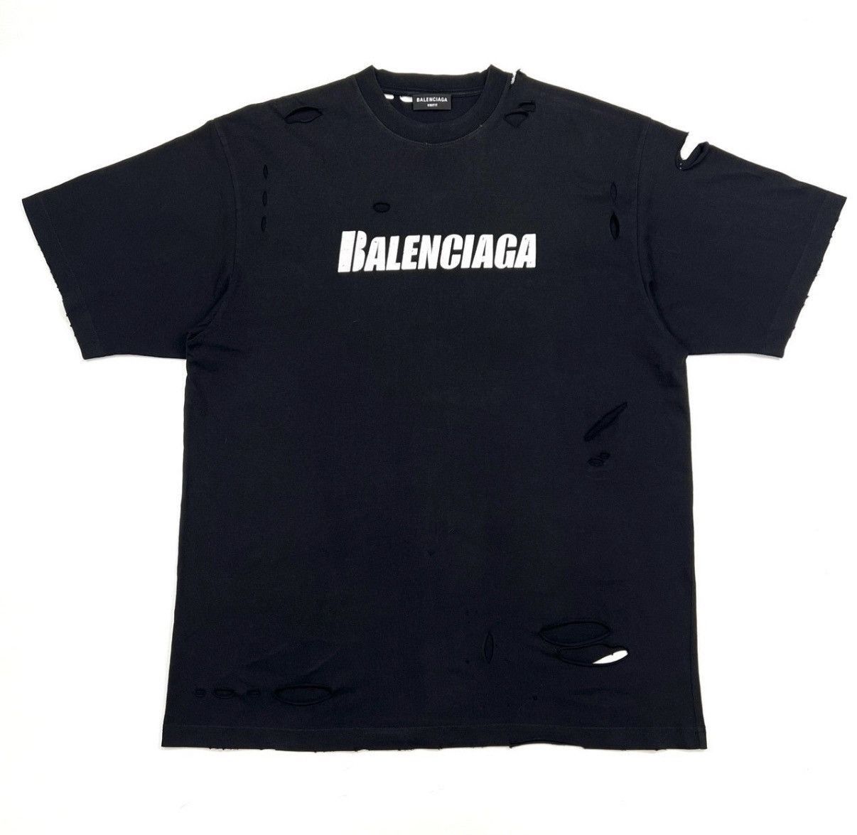 Balenciaga Black Distressed Short Sleeve T-Shirt XL Size US XL / EU 56 / 4 - 1 Thumbnail
