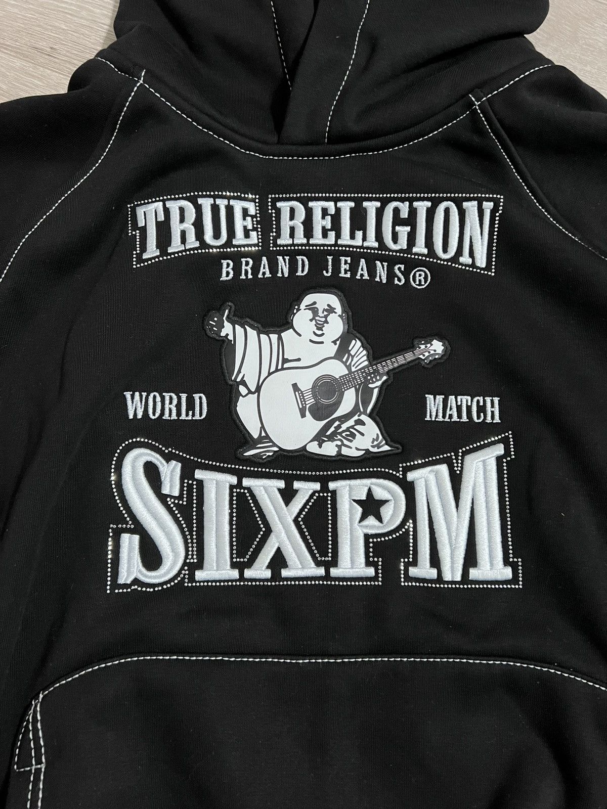 True Religion 6pm Black Skate Track Heavyweight Hoodie