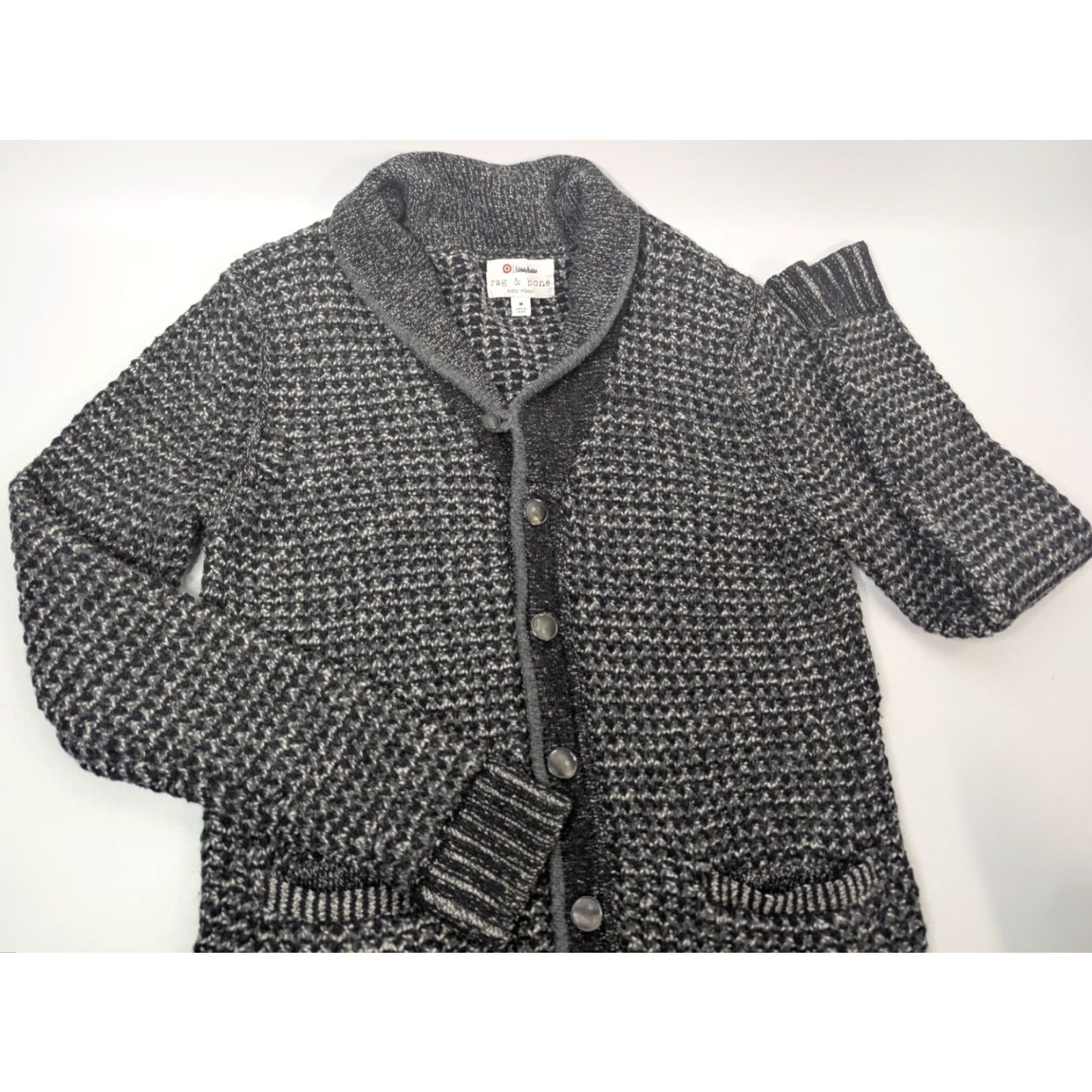 Rag & Bone rag & bone Cardigan Sweater Women M Wool Gray Long Sleeve Button Collared Knit Size M / US 6-8 / IT 42-44 - 2 Thumbnail