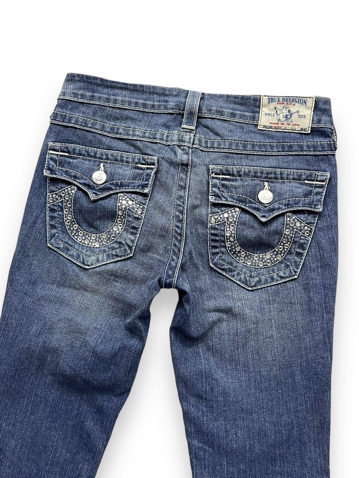 Swarovski 🔥VTG TRUE RELIGION BECKY x SWAROVSKI GEMSTONE Stretch FLARE Size 28" / US 6 / IT 42 - 3 Thumbnail