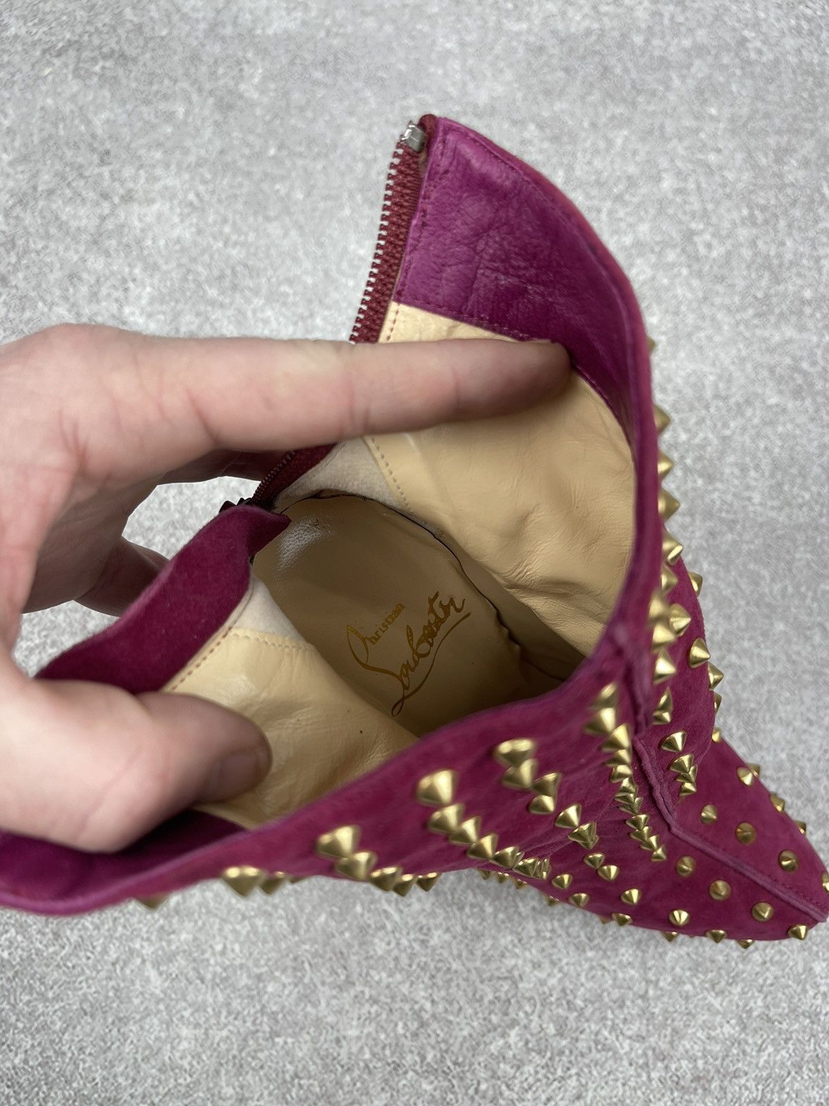 Christian Louboutin Christian Louboutin Ariella Clou Pink Suede Ankle Boots Size US 7.5 / IT 37.5 - 13 Thumbnail