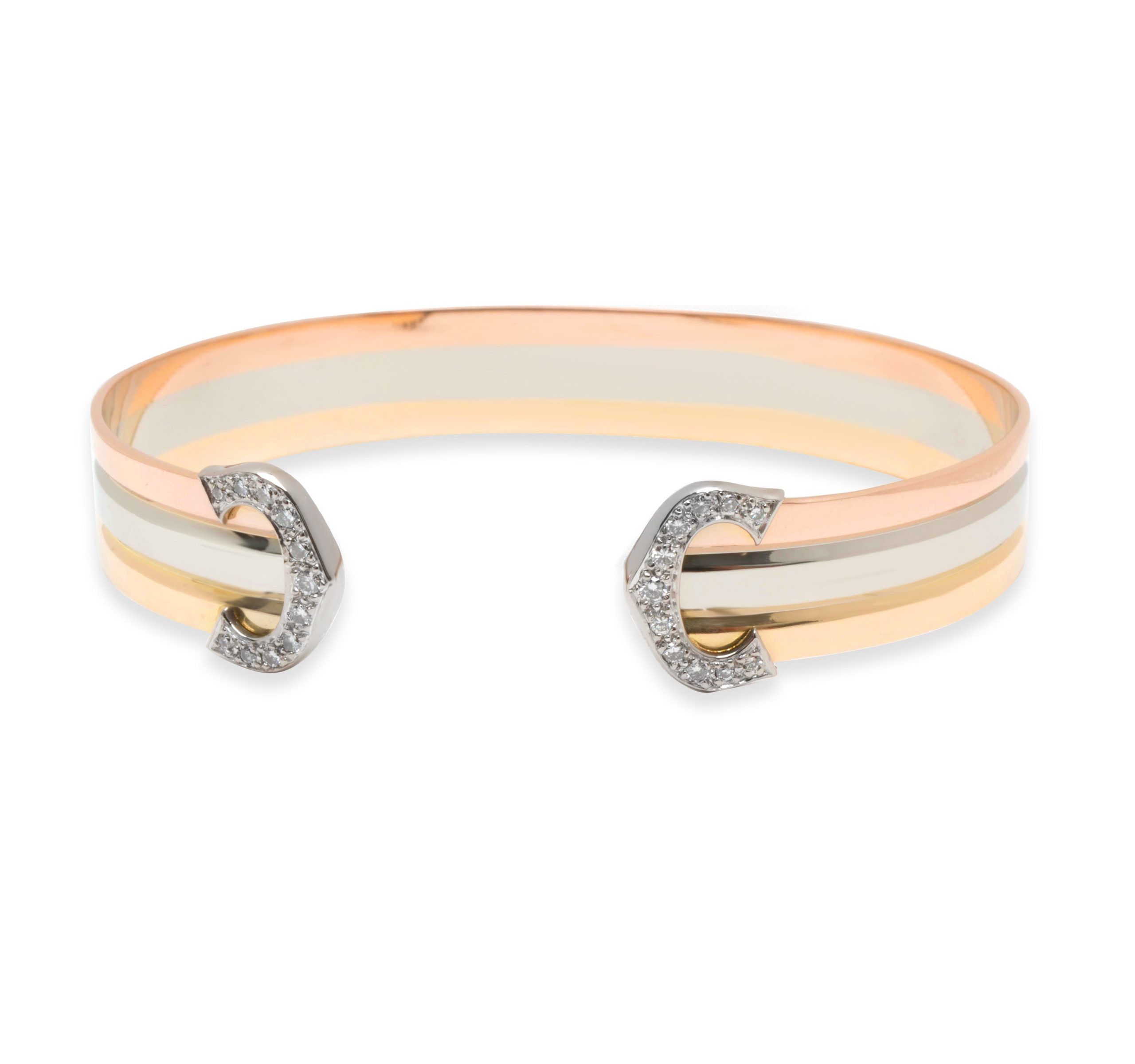 Cartier Diamond C Cuff Bracelet in 18K Yellow White & Rose Gold (0.25 ctw)