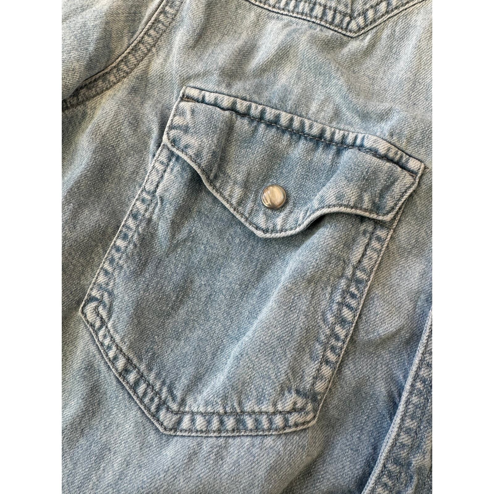 Madewell Madewell Light Blue Denim Snap-Button Western Boho Boy Shirt Size S / US 4 / IT 40 - 4 Thumbnail