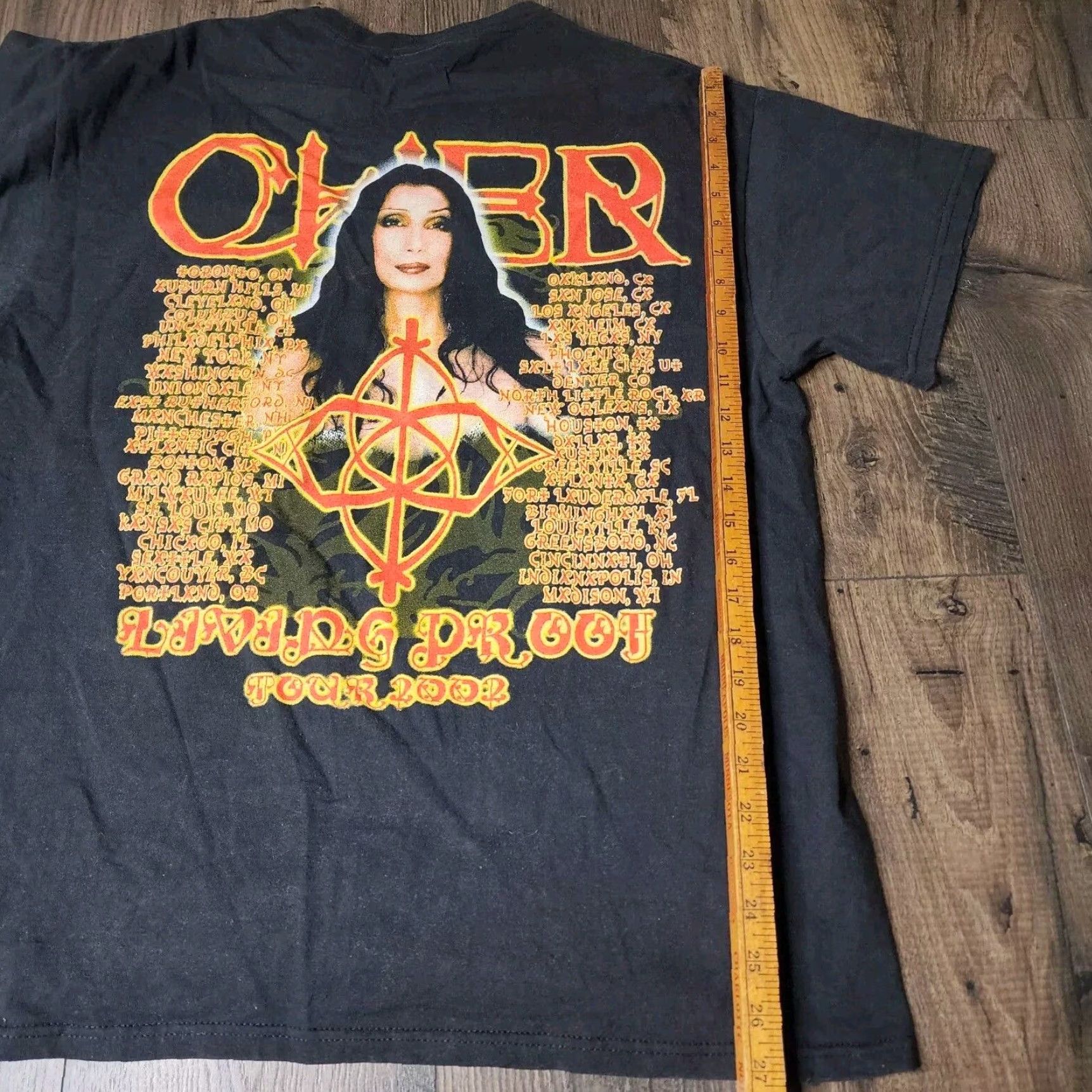 Vintage Cher Tour Mens Black Extra Large XL Vintage Y2K Living Proof T Shirt Size US L / EU 52-54 / 3 - 3 Thumbnail