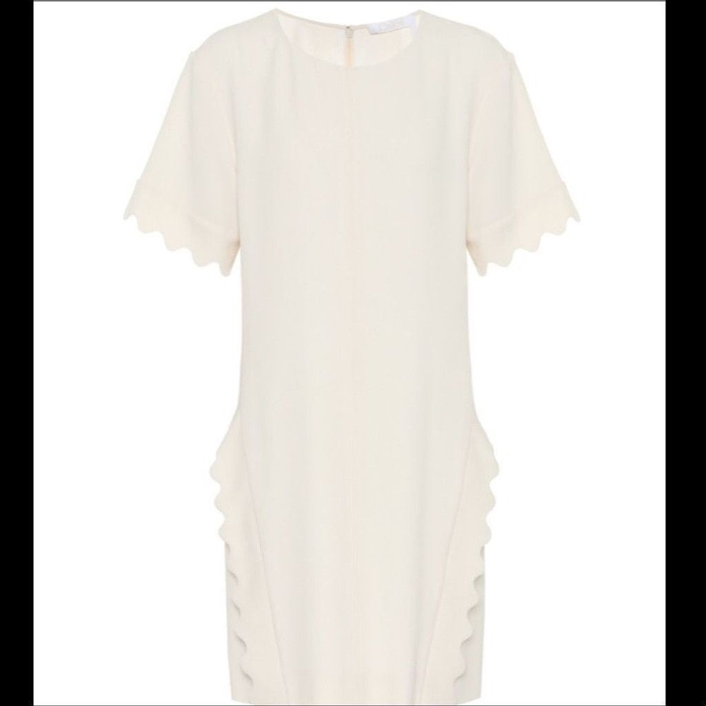 Chloe NEW Chloe Butter Cream Crepe Scalloped Dress EU 36/ US 6 Size M / US 6-8 / IT 42-44 - 6 Thumbnail