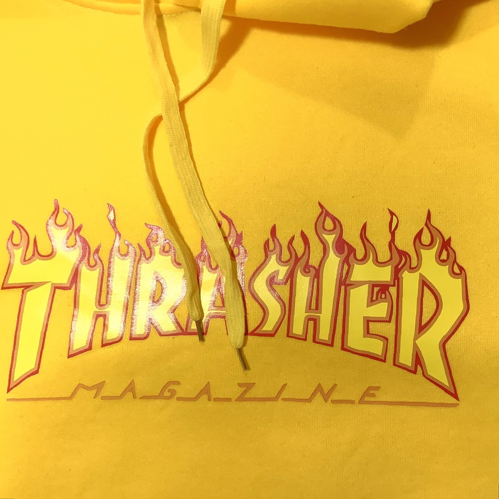 Thrasher Thrasher Hoodie Mens Medium Yellow Flame Logo Kangaroo Pocket Pullover Graphic Print Hooded Sweatshirt Size US M / EU 48-50 / 2 - 2 Thumbnail