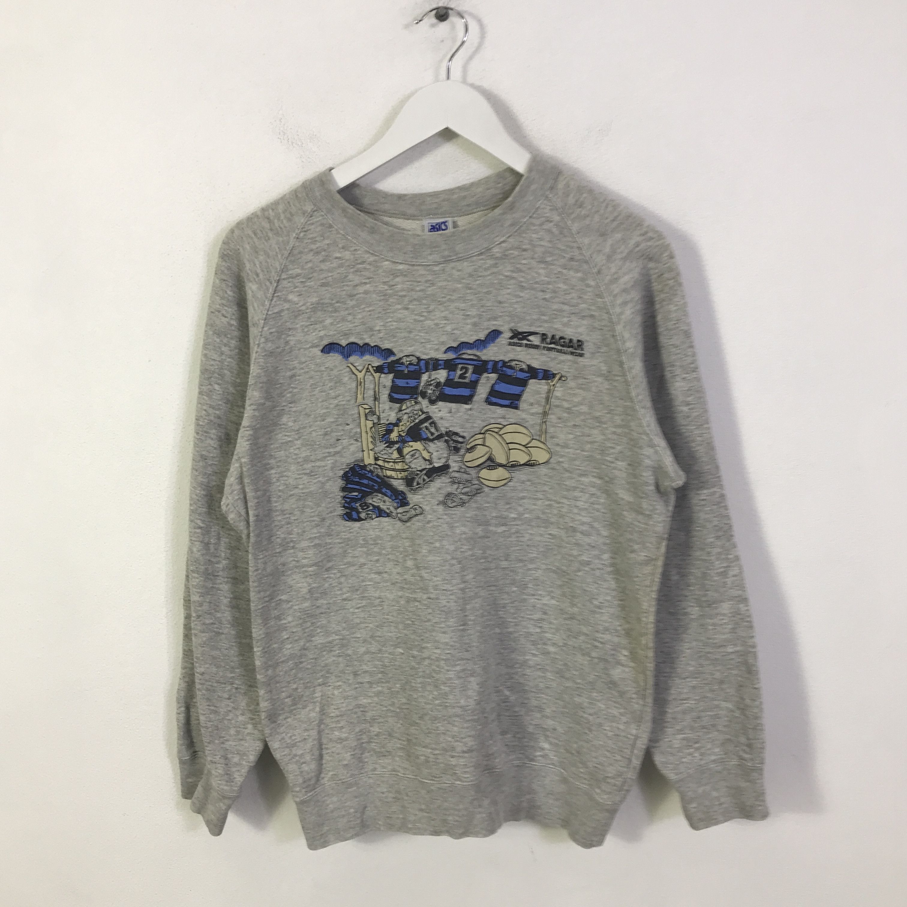Asics Vtg 90s Asics rugby football sweatshirts K126B18 Size US M / EU 48-50 / 2 - 1 Thumbnail