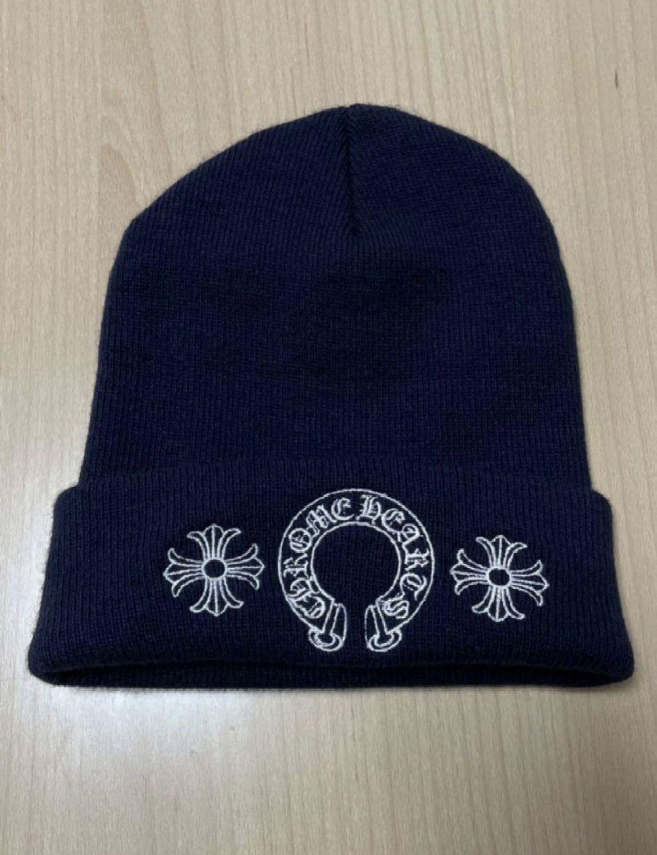 Pre-owned Chrome Hearts Beanie In Navy