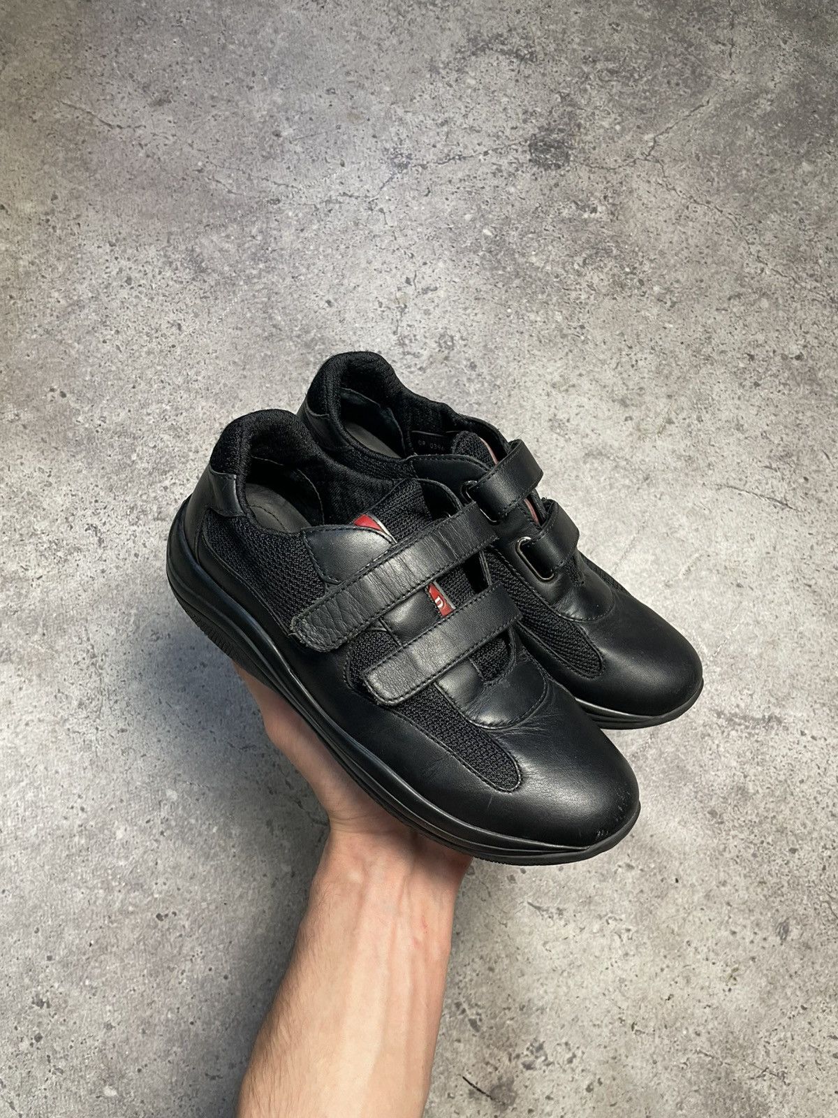 Prada Prada Americas Cup Red Tab Low-Top Leather/Neylon Sneakers Size US 5 / IT 35 - 2 Thumbnail