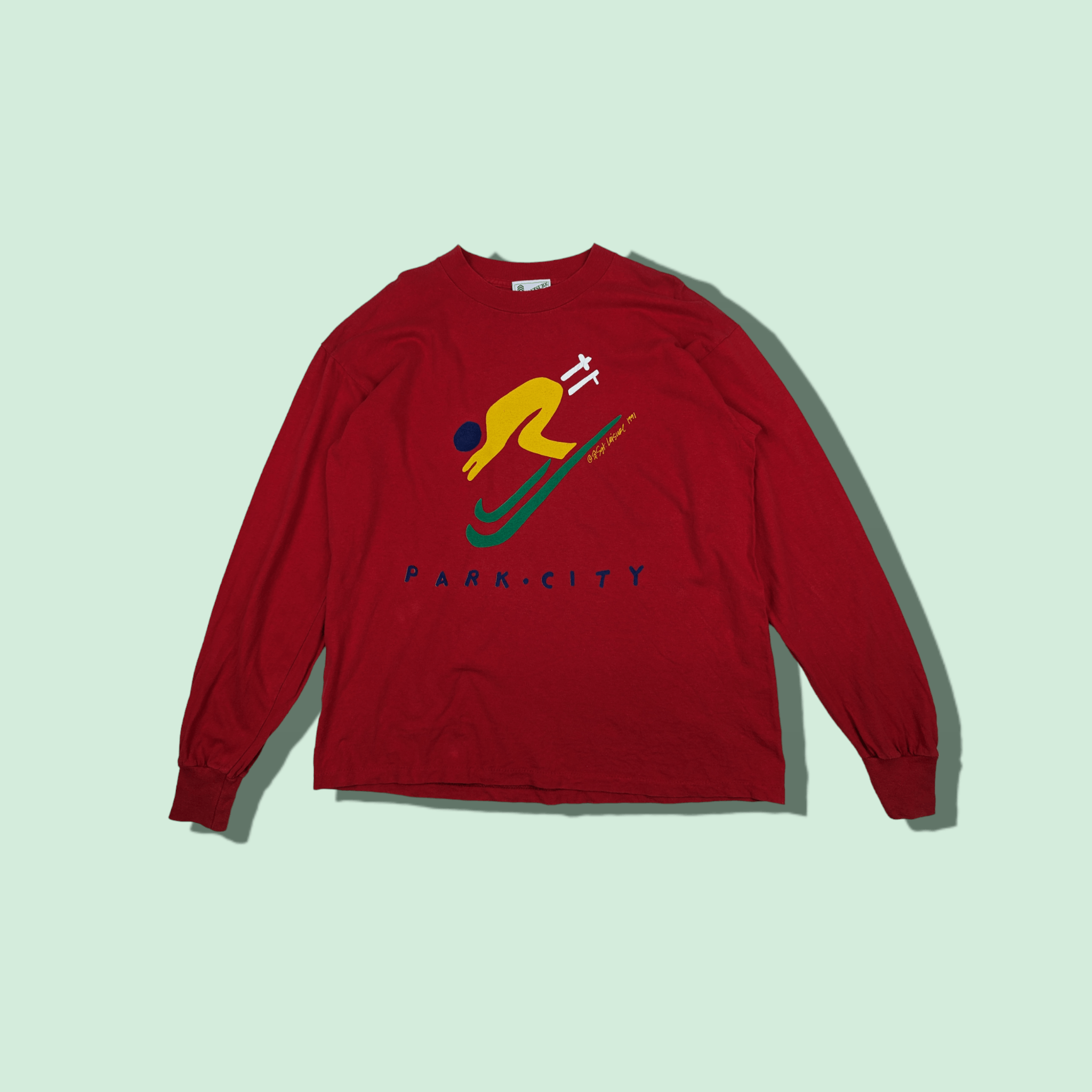 Vintage Vintage 1991 PARKCITY Skii Snowboard Long Sleeve T-Shirt Size US L / EU 52-54 / 3 - 1 Thumbnail
