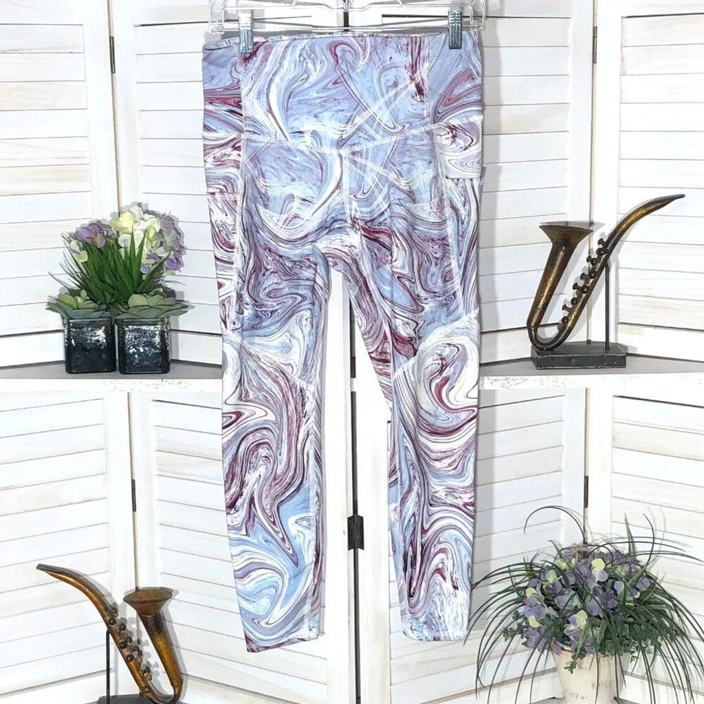 Other Sports compression leggings swirl blue wine High waist Sz M Size 24" / US 00 / IT 34 - 1 Thumbnail