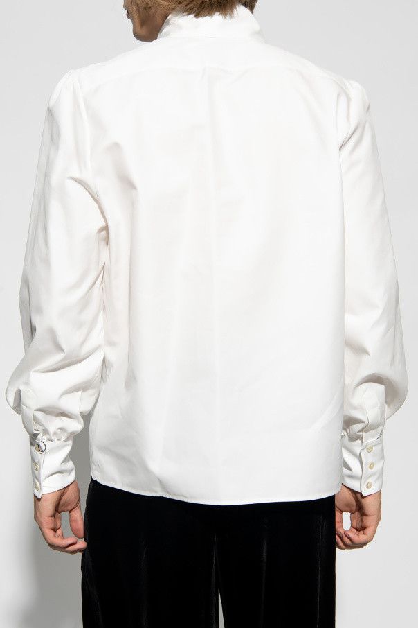 Saint Laurent Paris o1s1wg110125 Lallière-Neck Blouse in Cotton Poplin in White Size US M / EU 48-50 / 2 - 7 Thumbnail