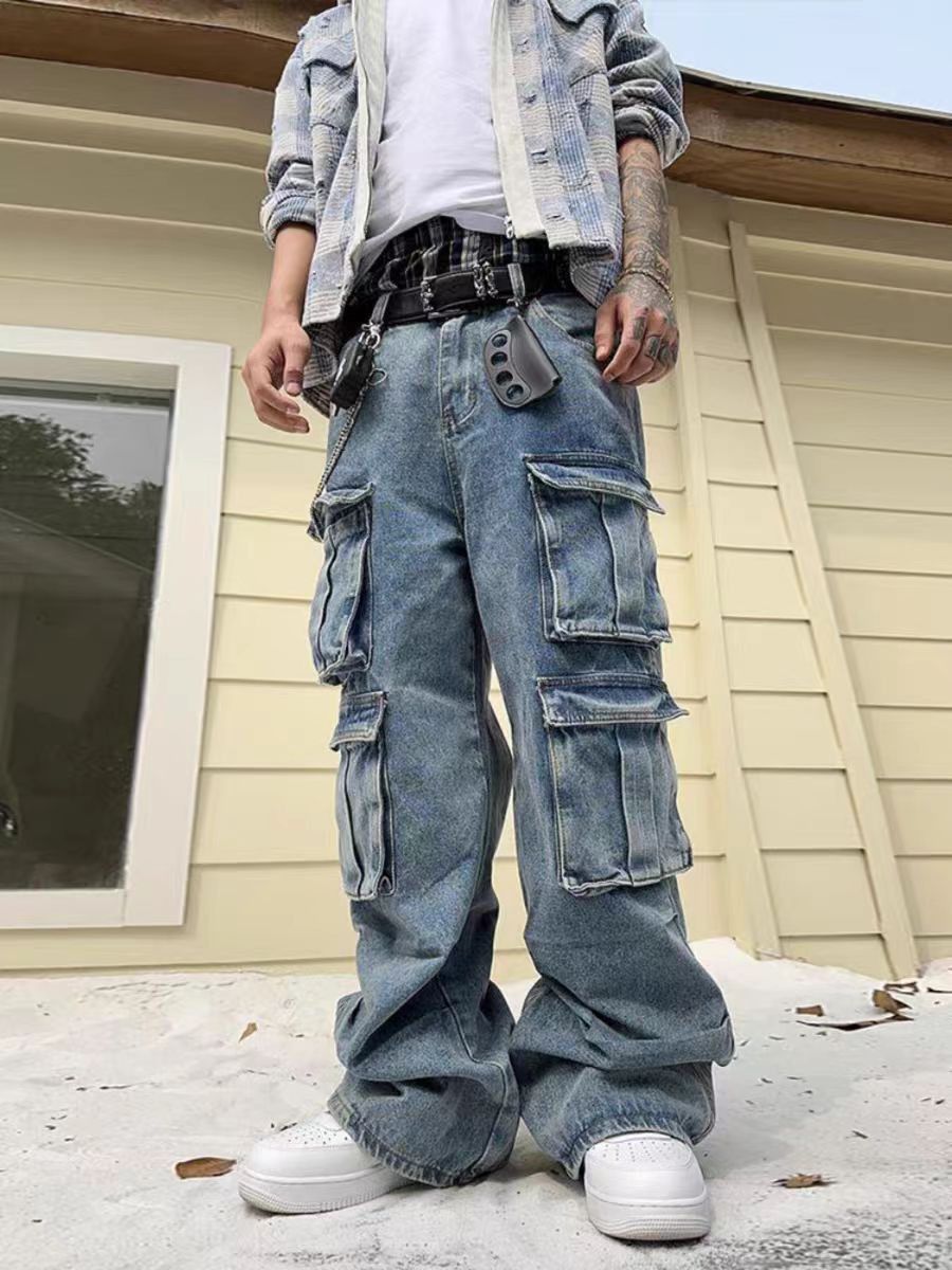 Japanese Brand × Jean Vintage Multi-Pocket Heavyweight Work Street Jeans Size US 32 / EU 48 - 2 Thumbnail