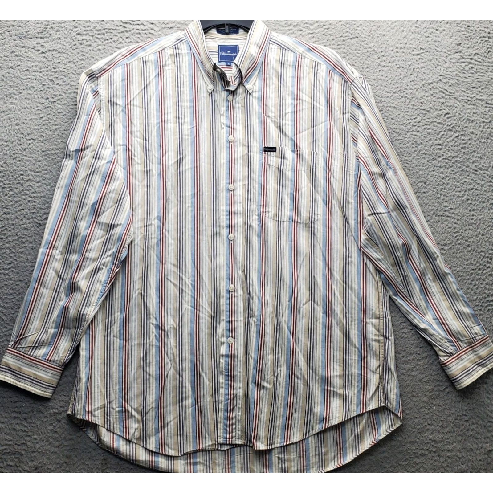 Faconnable Façonnable Shirt Mens XL Multicolor Striped Chest Pocket Button Down Collared Shirt Size US XL / EU 56 / 4 - 2 Thumbnail