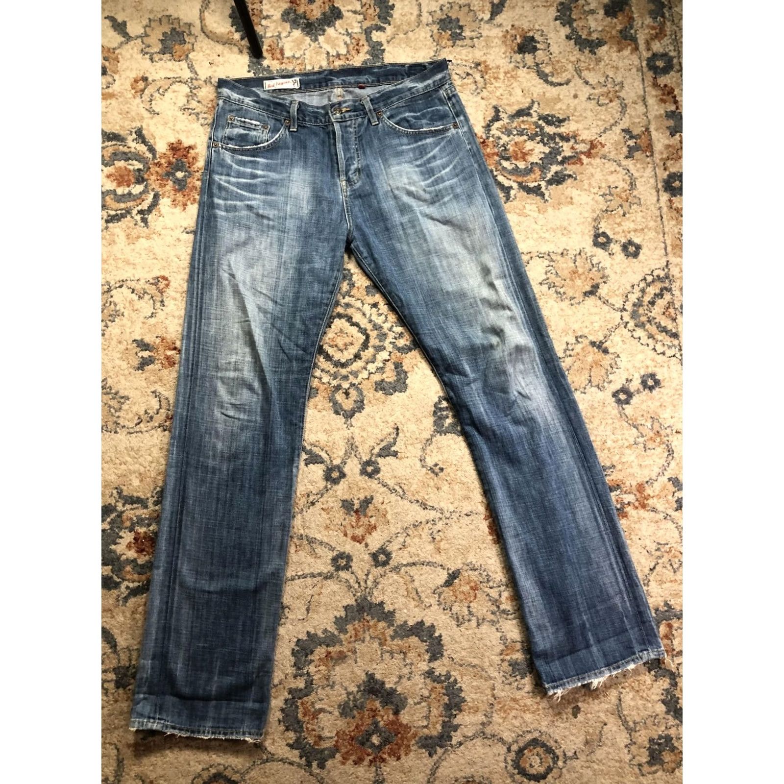 Denime Red Engine Jeans Womens 29 Blue Boyfriend Distressed Relaxed Fit Denim Made USA Size 29" - 2 Thumbnail