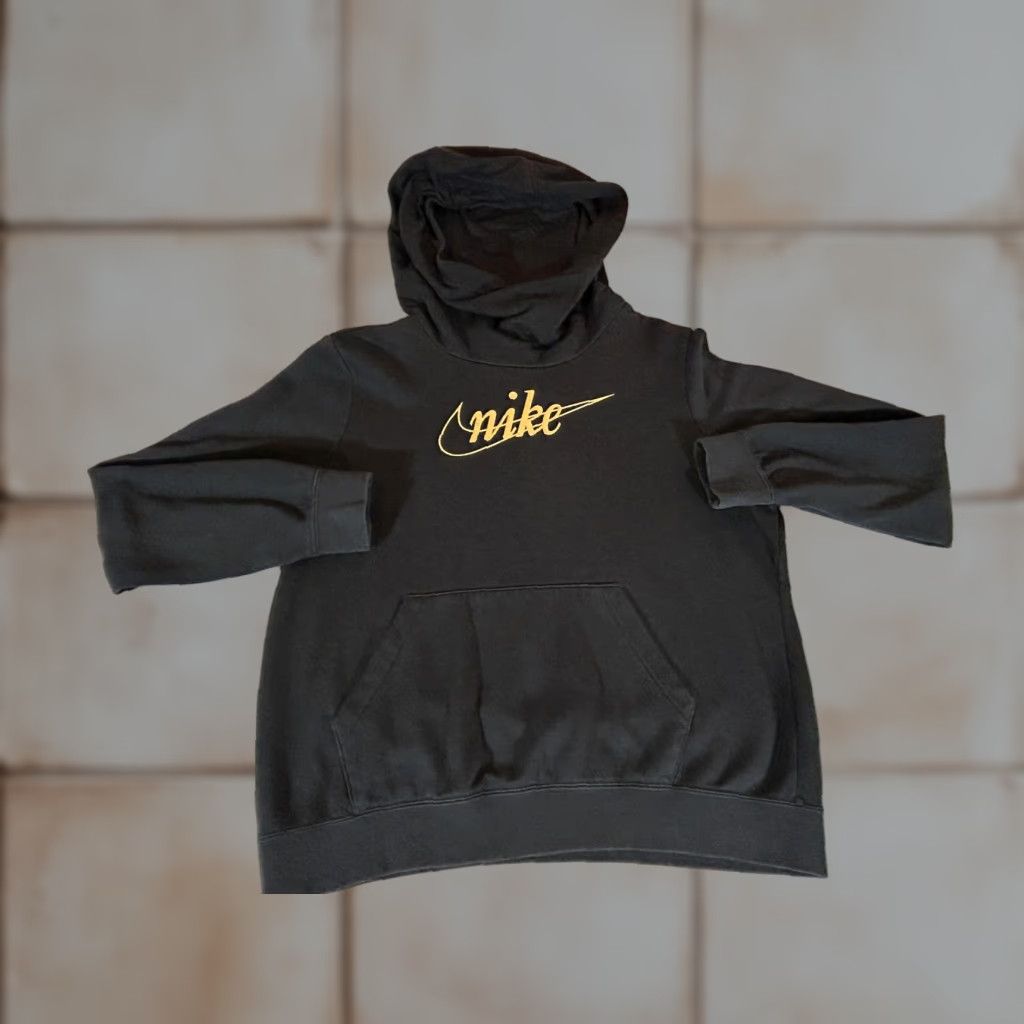 Nike Nike Hoodie Womens M Black Gold Script Logo Pullover Fleece Sweatshirt Size M / US 6-8 / IT 42-44 - 1 Thumbnail
