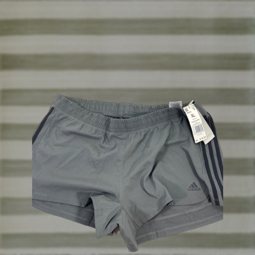 Adidas Adidas Pacer 3 Stripes Woven Athletic Shorts Womens Size XL Gray Aero Ready NWT Size 40" / US 18 - 1 Thumbnail