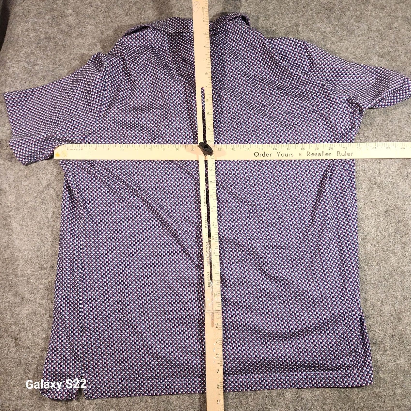 BUGATCHI Bugatchi Polo Shirt Mens XL Plum OoohCotton Tech 8-Way Stretch Dot Print Golf Size US XL / EU 56 / 4 - 5 Thumbnail