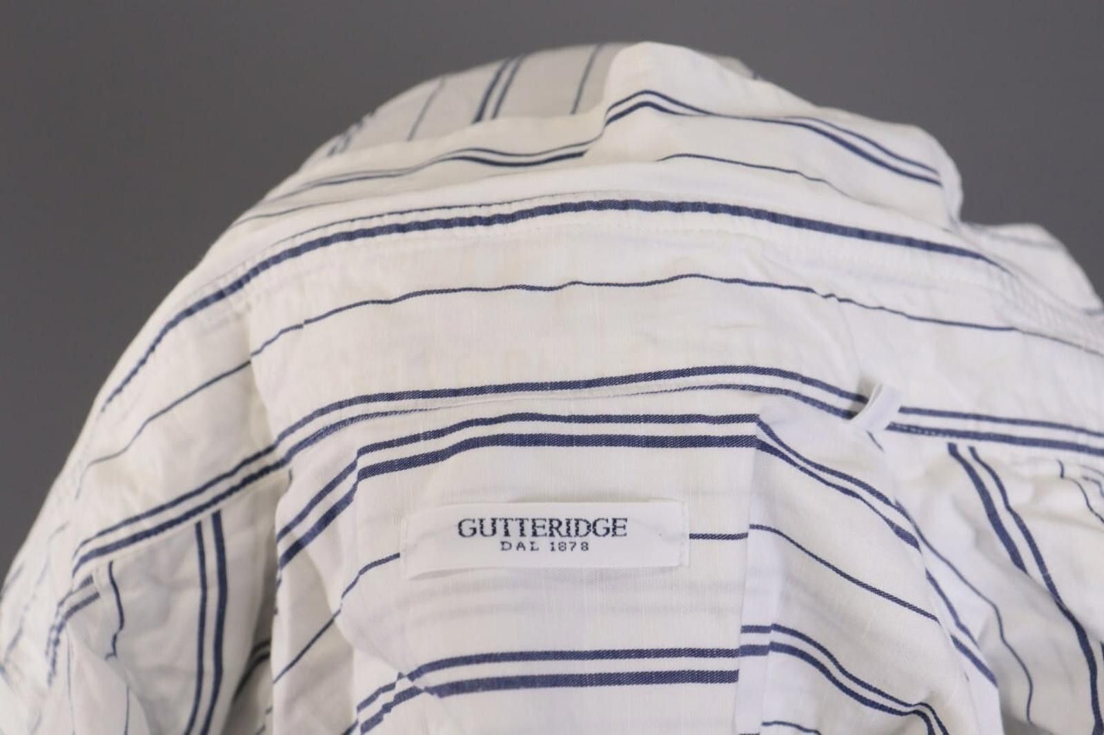Designer Gutteridge White Striped Button Down Shirt Size 45 / 18 Size US M / EU 48-50 / 2 - 12 Thumbnail