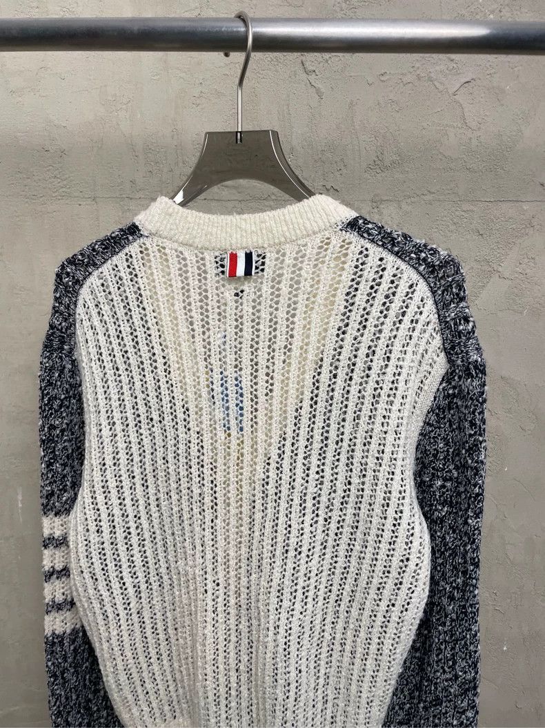 Thom Browne Thom browne Black and white color-blocked hollow knitted fo Size M / US 6-8 / IT 42-44 - 4 Thumbnail