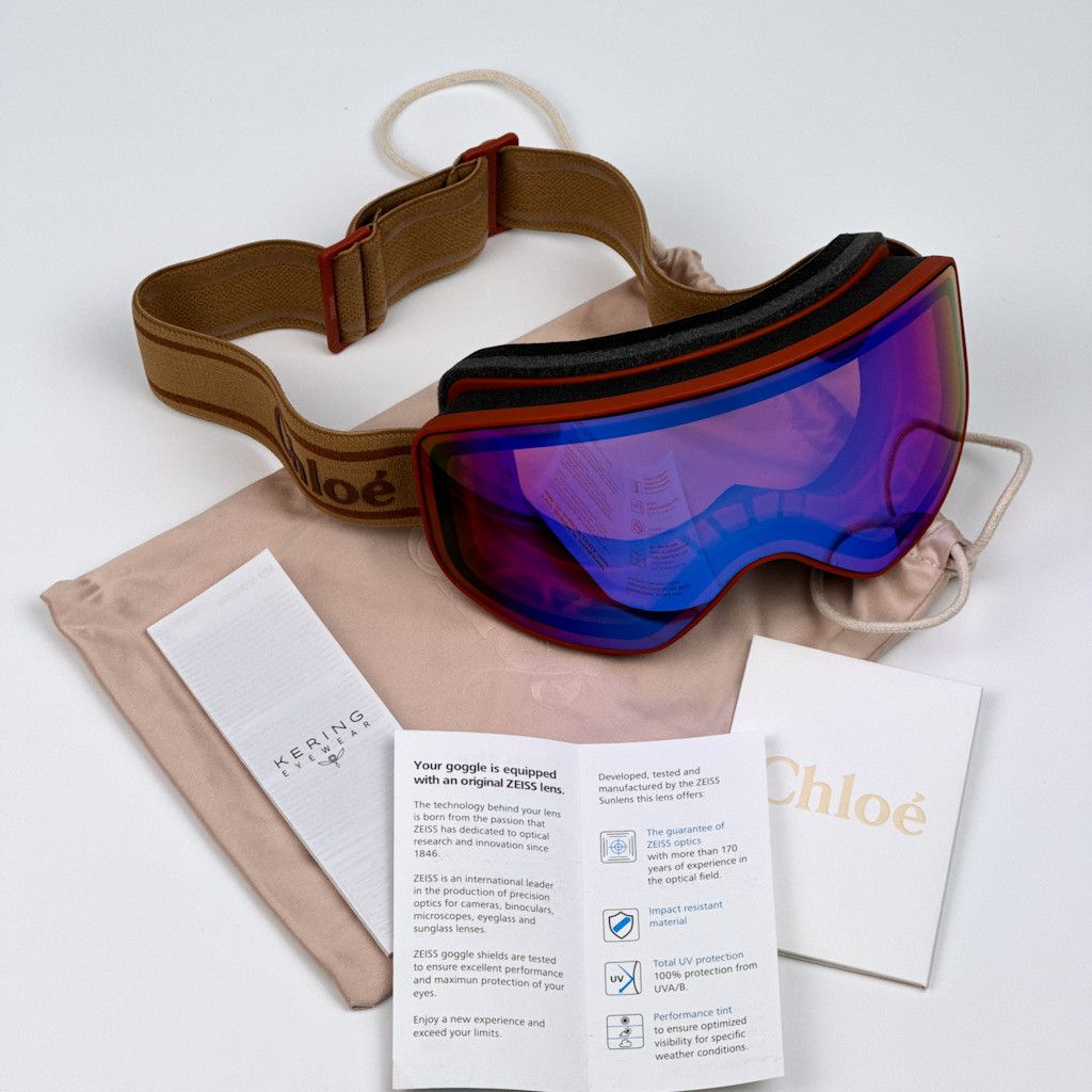 Chloe NEW Chloe CH0072S 003 Orange Multilayer Blue Zeiss Ski Mask Size ONE SIZE - 13 Thumbnail