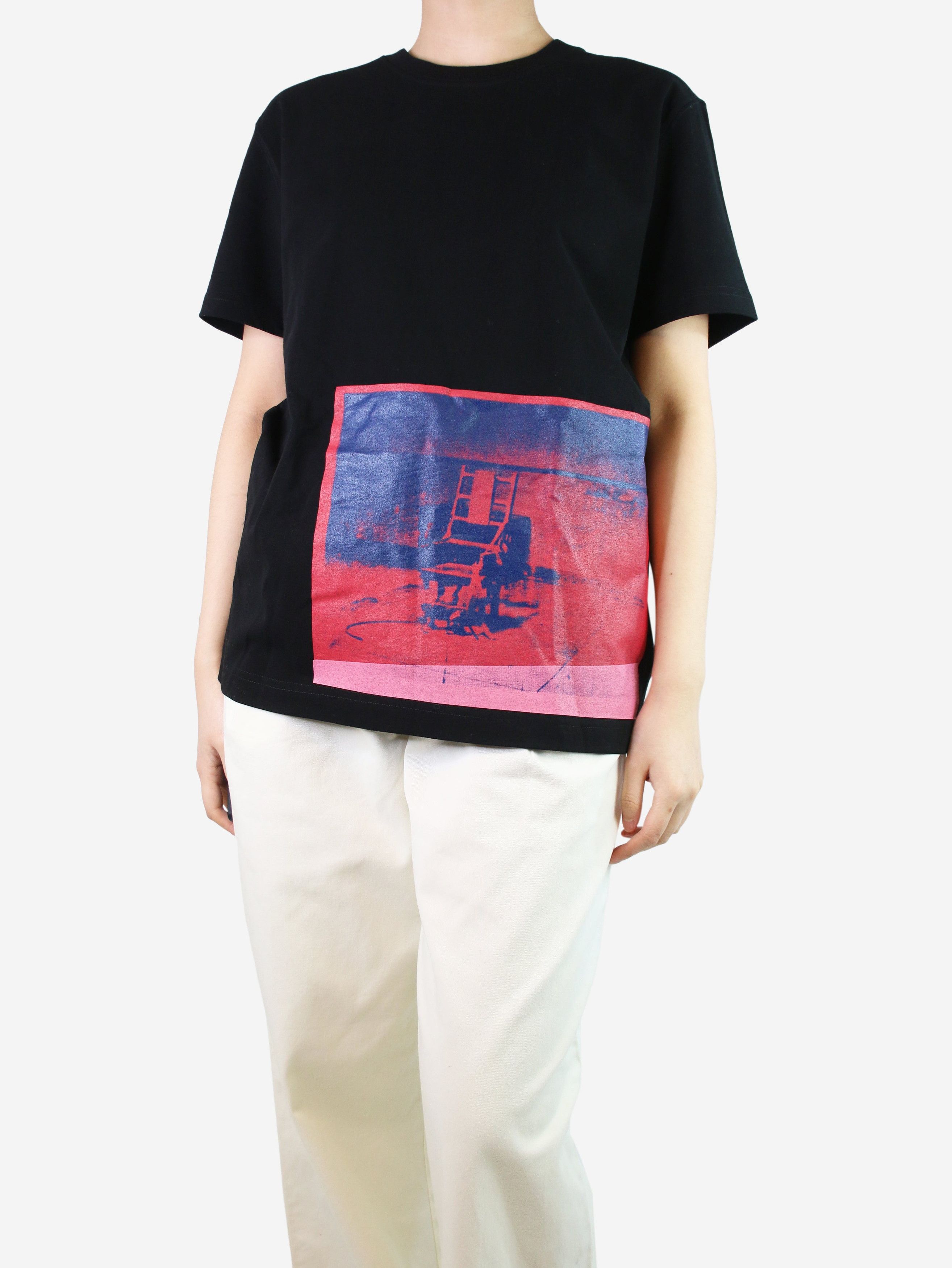 image of Calvin Klein Black Graphic Cotton T-Shirt - Size M, Women's
