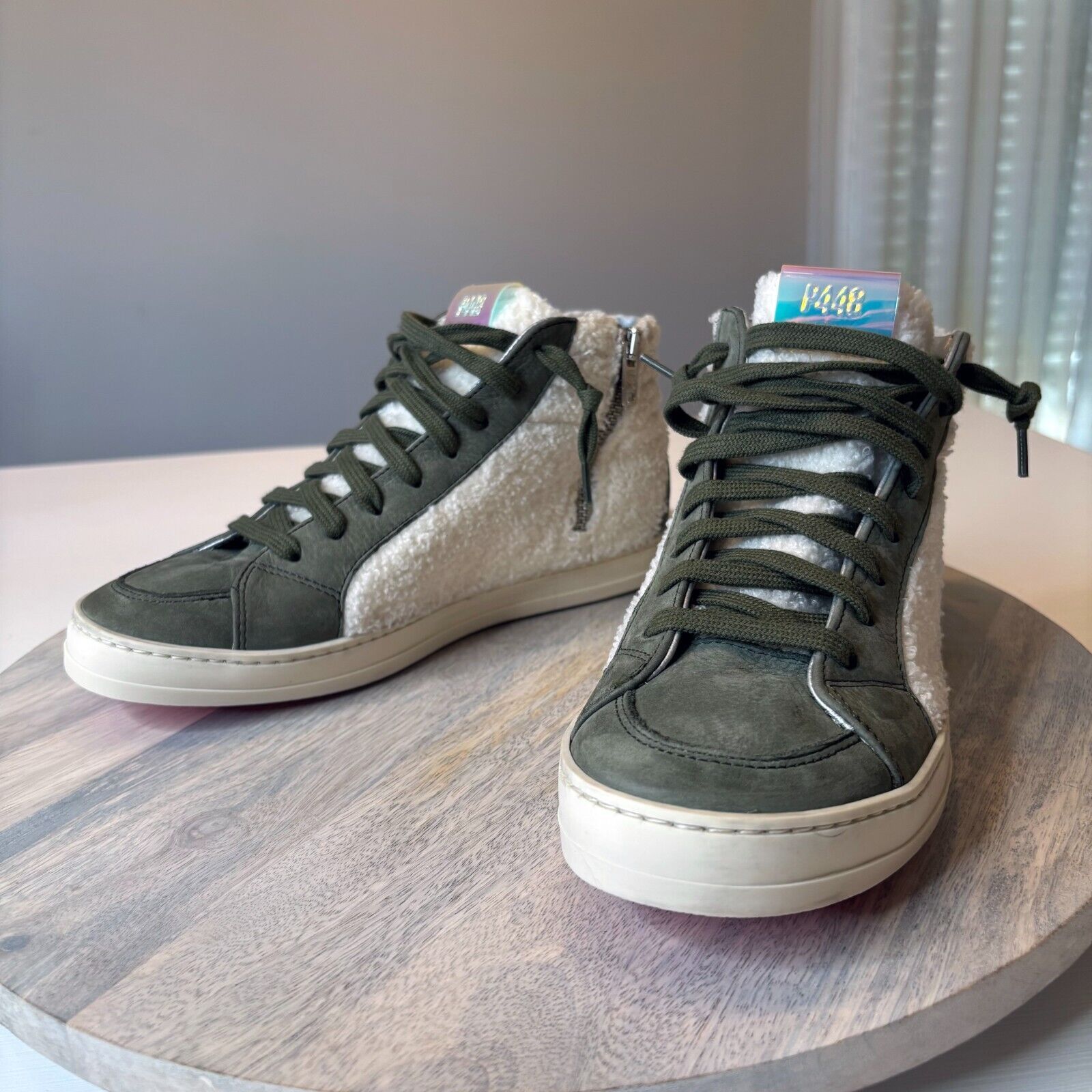 P448 P448 Skate Women's Wad Hi-Tops Green Sherpa Sneakers Size 7 Size US 7 / IT 37 - 1 Thumbnail
