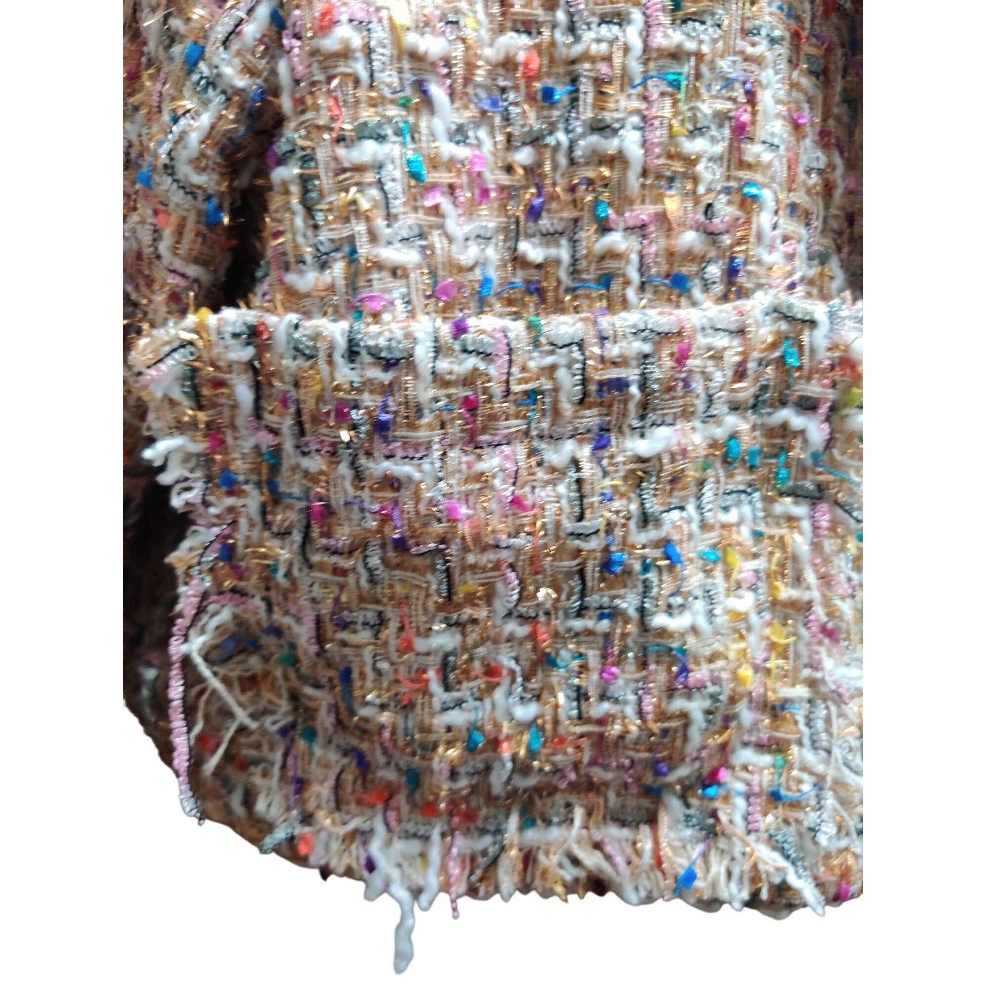 Fashion Nova Fashion Nova 1XL Womens Cropped Tweed Jacket Multicolor Text Size XL / US 12-14 / IT 48-50 - 15 Thumbnail