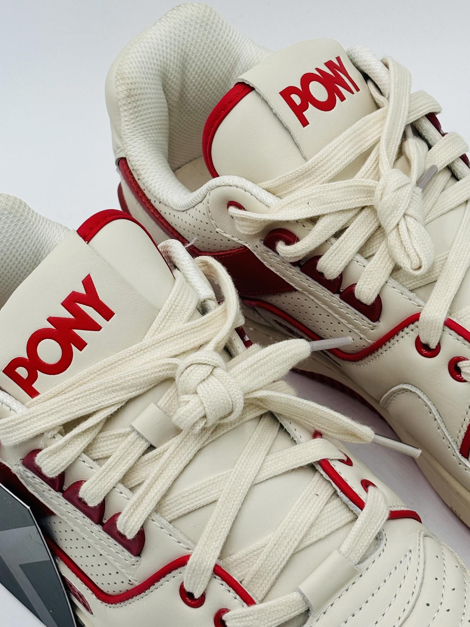 PONY PONY Low Genuine Leather Premium Lace Up Off White / Red Size US 12 / EU 45 - 11 Thumbnail