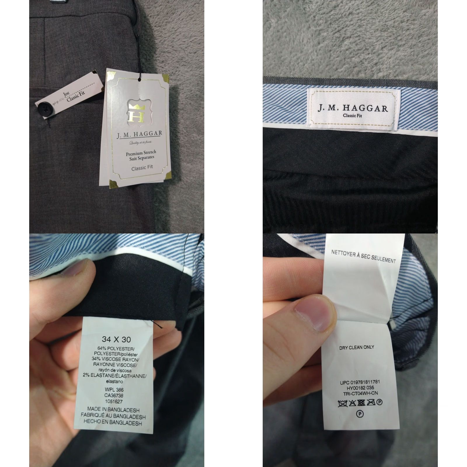 Haggar Haggar Pants Mens 34x30 Gray Dress Suit Straight Leg Classic Fit Flat Front Flex Pants Size 34R - 8 Thumbnail