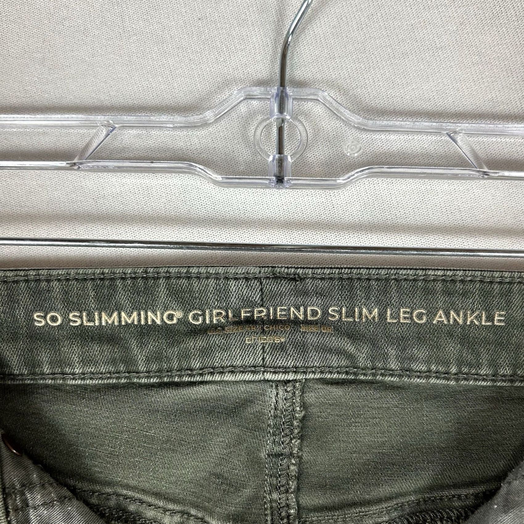 Vintage Chico's So Slimming Slim Leg Ankle Pants Women's 32 Green 5-Pocket Slimming Pockets Casual Business 32 Womens Ankle Green Pants Size 24" / US 00 / IT 34 - 6 Thumbnail