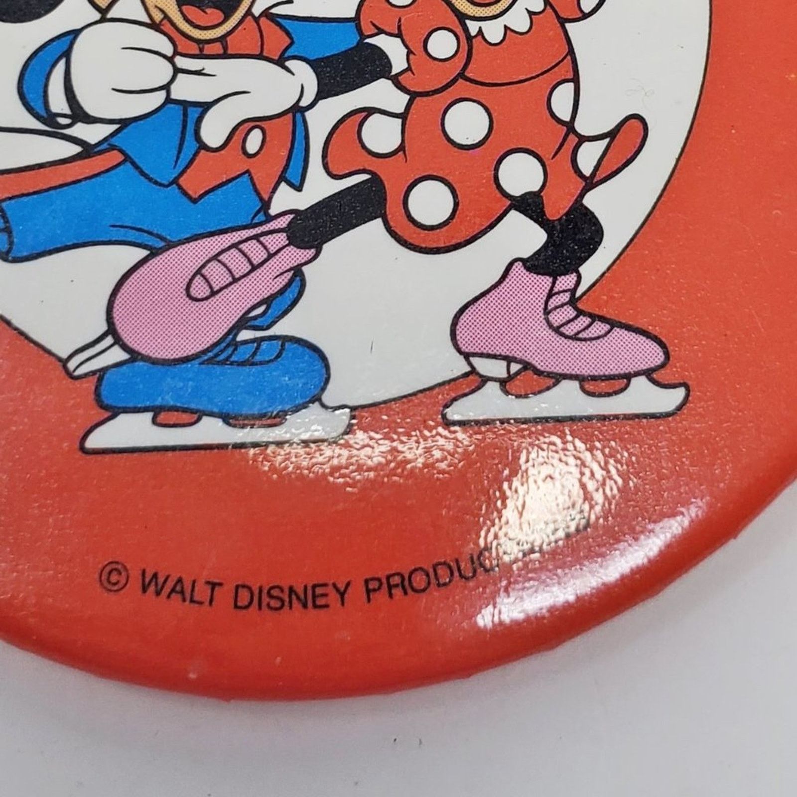 Disney VTG 80s Disney Production Word on Ice Minnie & Mickey Button Size ONE SIZE - 4 Thumbnail