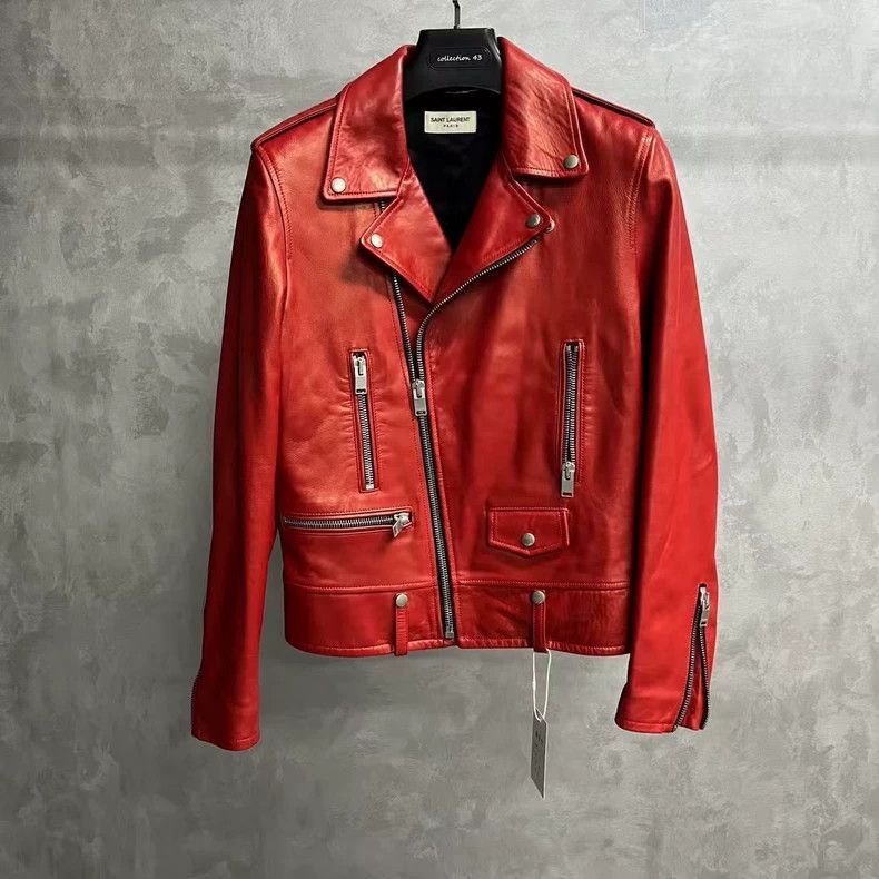 Saint Laurent Paris Saint Laurent Paris Saint Laurent Classic Red Leather Bike Size US L / EU 52-54 / 3 - 1 Thumbnail