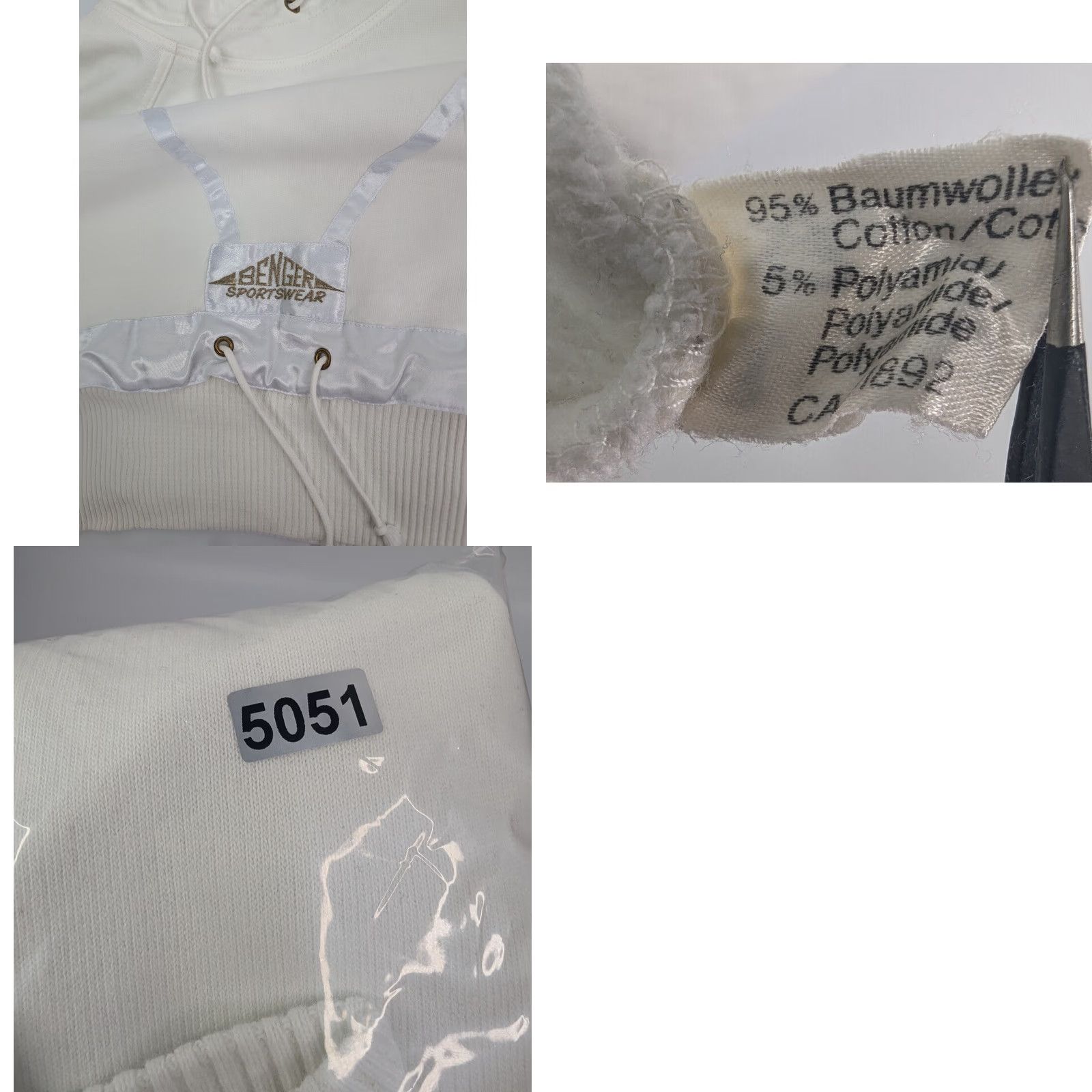 Vintage VINTAGE Benger Sweatshirt Women 38 White Drawstring Pullover 80s 90s Austria Size XS / US 0-2 / IT 36-38 - 8 Thumbnail