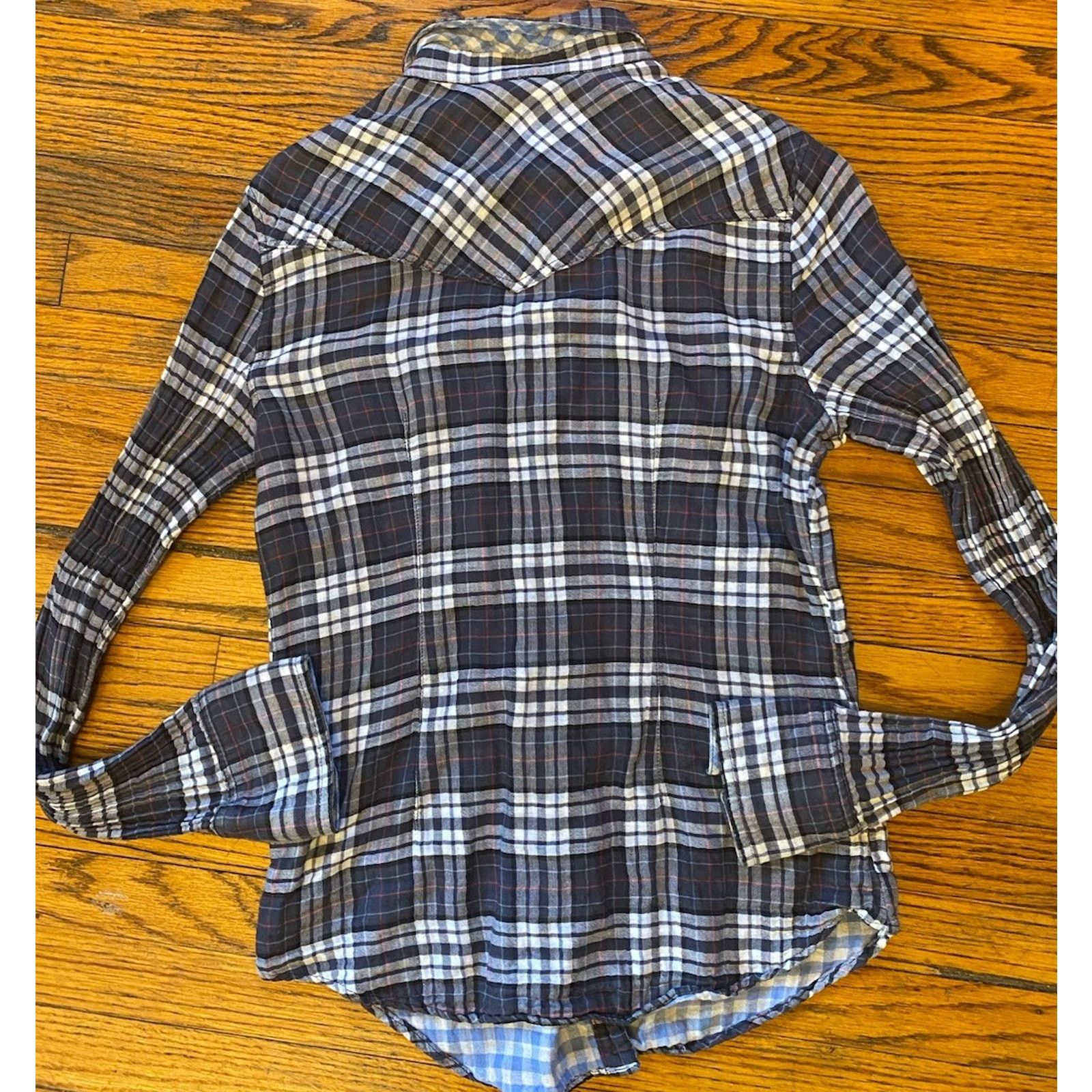 American Eagle Outfitters American Eagle Pearl Snap Shirt Women’s Sz 8 Checkered Plaid Size S / US 4 / IT 40 - 3 Thumbnail