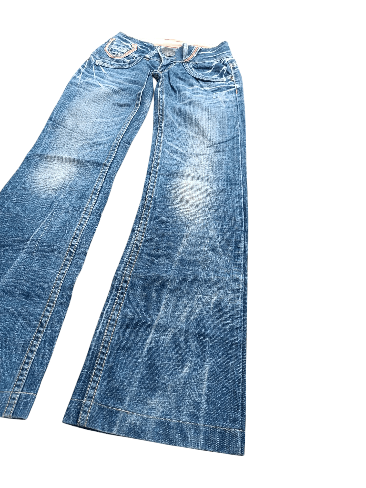 If Six Was Nine × Japanese Brand × Le Grande Bleu (L.G.B.) RedPepper RedLabel Flare Distressed Whiskers Faded DenimE243 Size US 26 / EU 42 - 2 Thumbnail