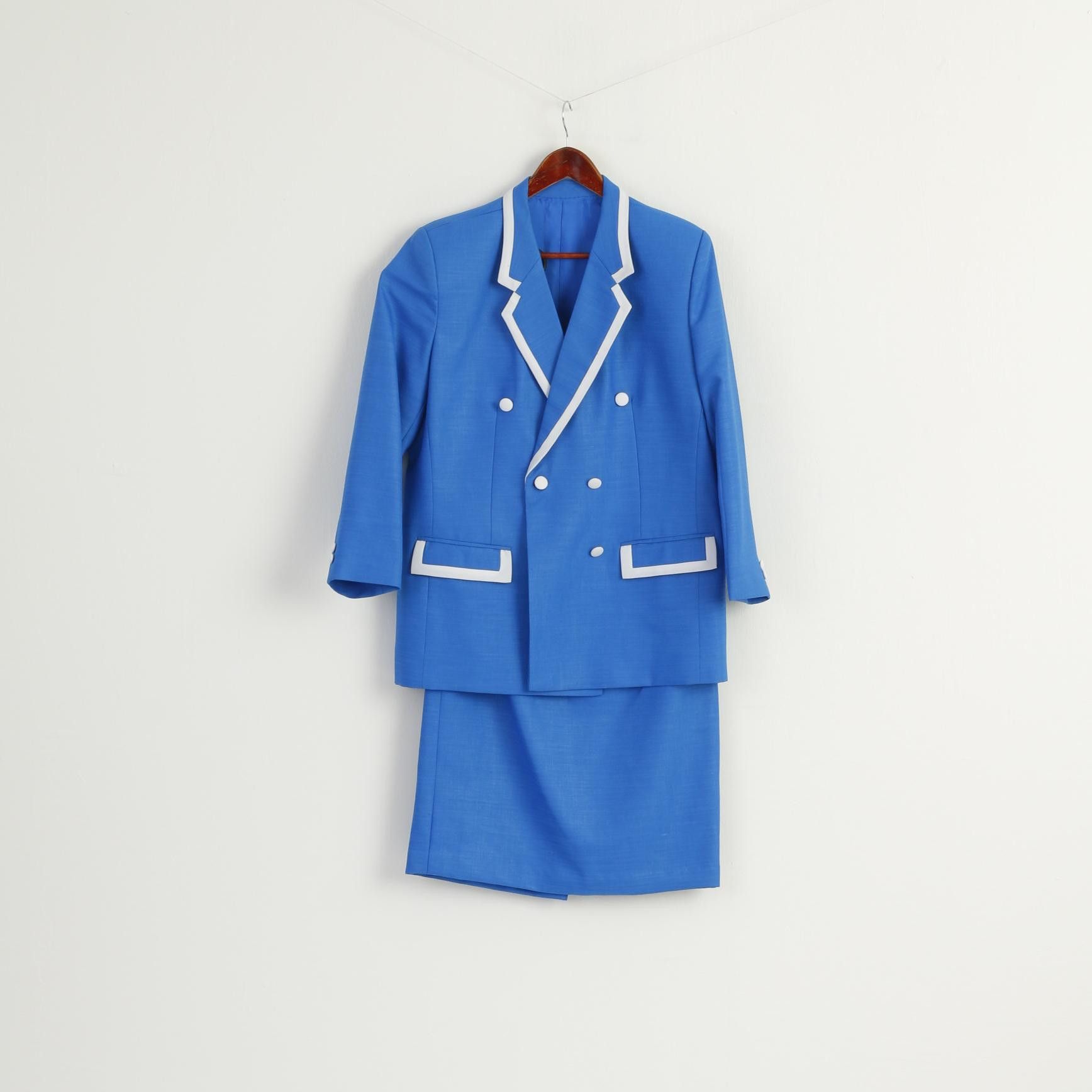 Vintage Vintage Women M Suit Blue Marine Jacket Skirt 8302 Size M / US 6-8 / IT 42-44 - 2 Thumbnail