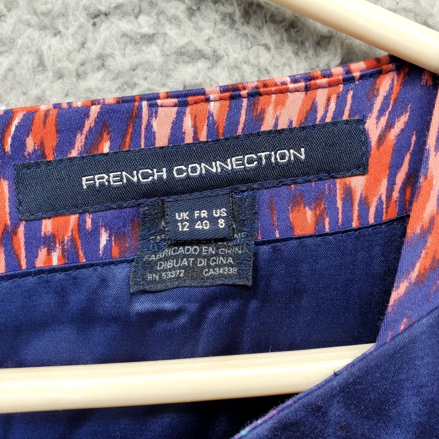 French Connection French Connection Women 8 Multicolor Ikat Lined Cap Sleeve Back Zip Sheath Dress - White? No, Size M / US 6-8 / IT 42-44 - 3 Thumbnail