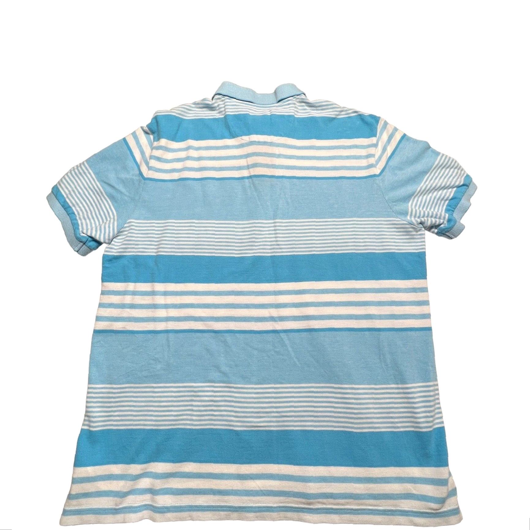 Chaps CHAPS Polo Shirt Mens Large Blue White Striped Collared Cotton Natural Stretch Golf Size US L / EU 52-54 / 3 - 5 Thumbnail