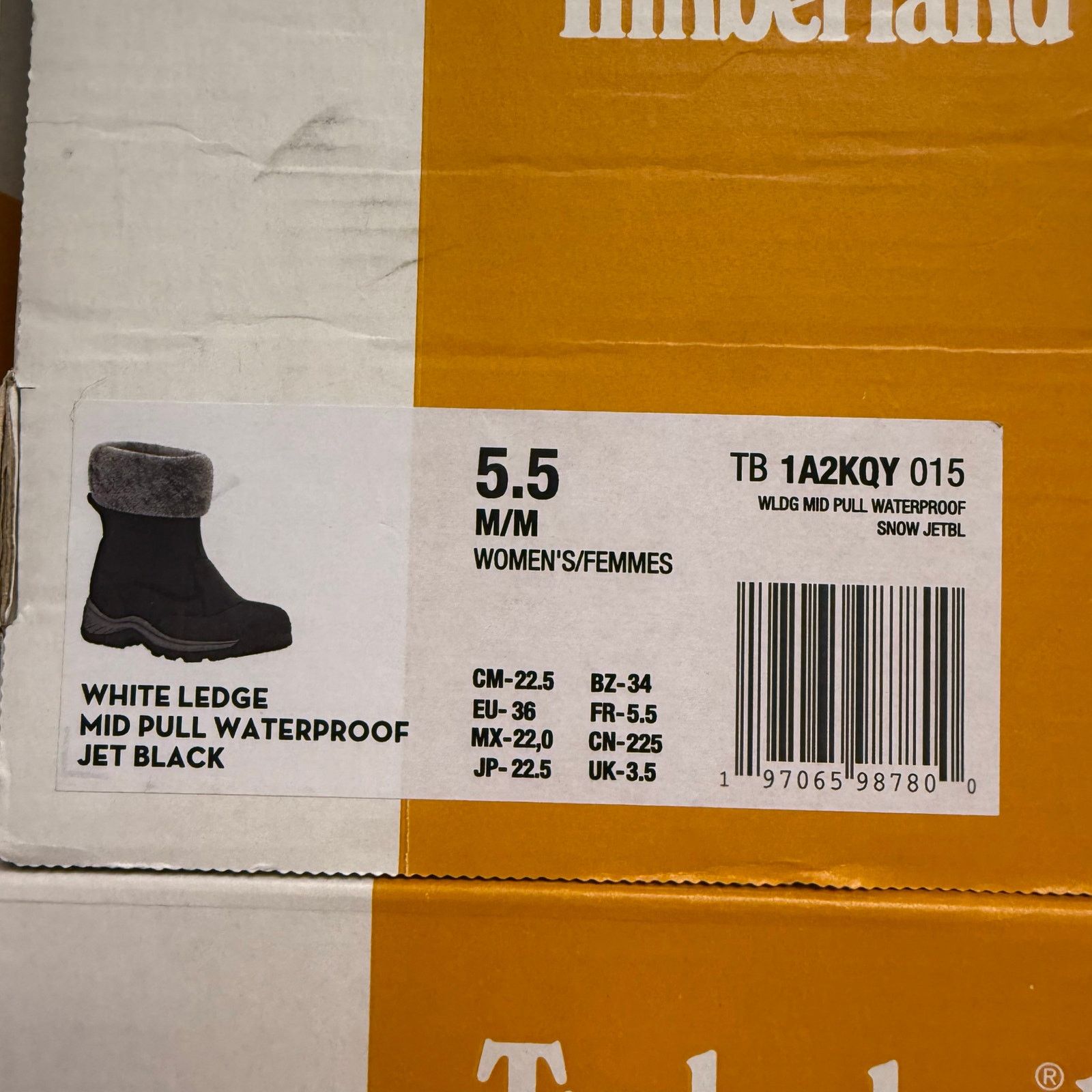Timberland TIMBERLAND WOMEN'S 5.5 WHITE LEDGE MID PULL JET BLACK NUBUCK Size US 5.5 / IT 35.5 - 9 Thumbnail