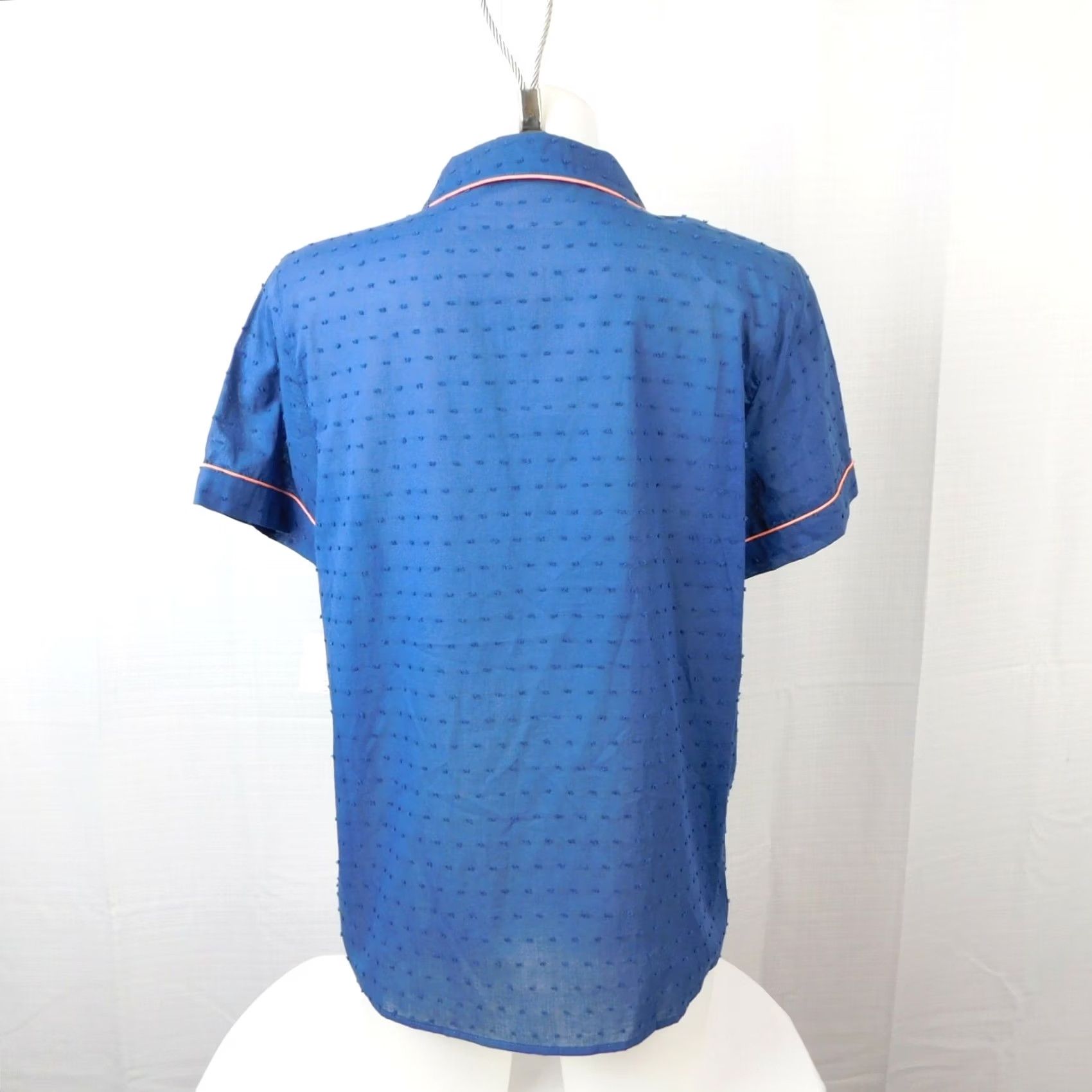 Charter Club Charter Club Pajama Top Blue Cotton Woven Notch Collar Button Regular Medium Womens Size M / US 6-8 / IT 42-44 - 3 Thumbnail