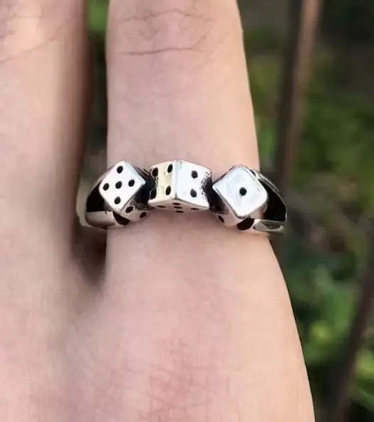 Jewelry × Vintage Dice Playing Ring Poker Card Player Game Spades Heart Chrome Size ONE SIZE - 4 Thumbnail