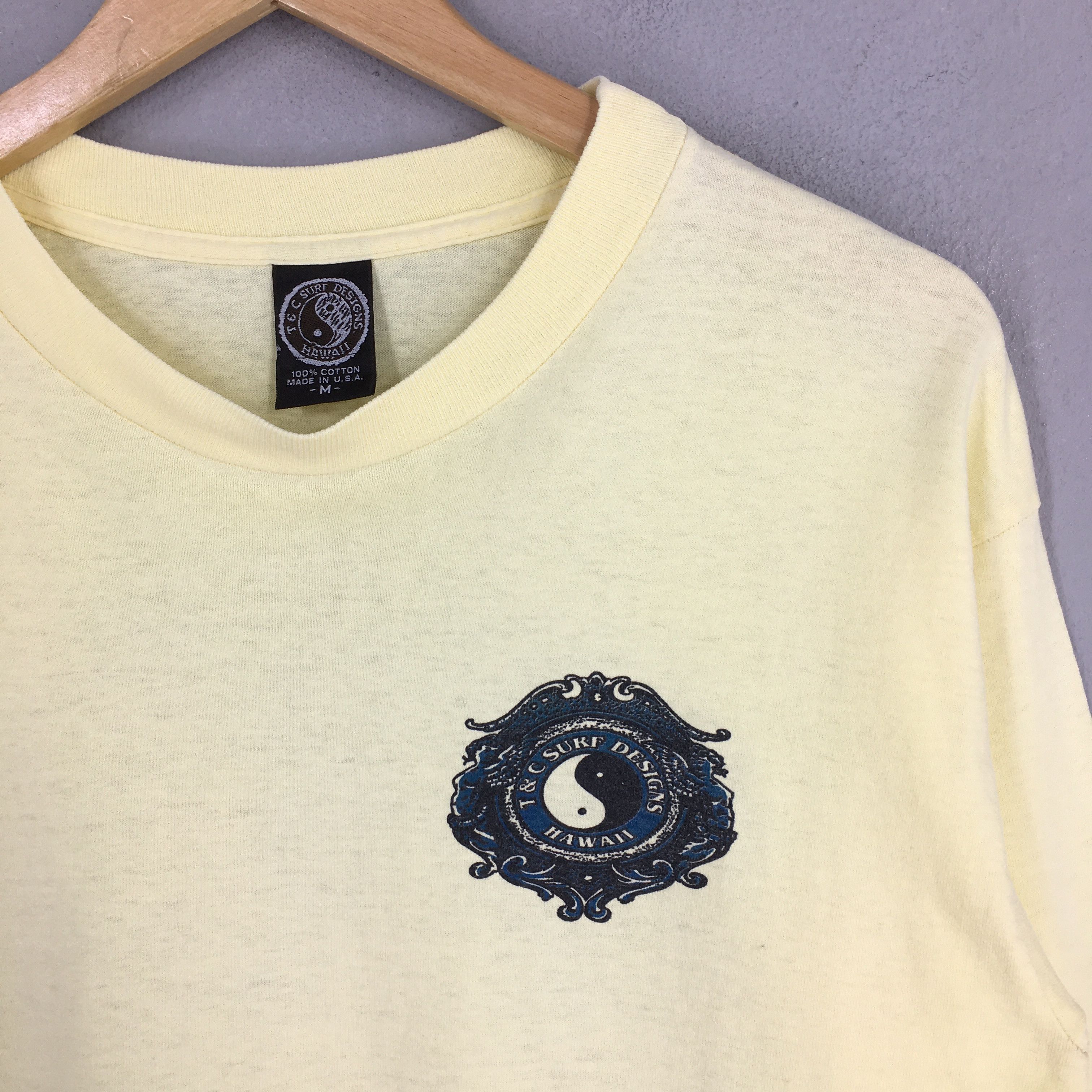 Vintage Vintage 90's T&C Surf Designs Ying Yang Yellow Tshirt Size M Size US M / EU 48-50 / 2 - 6 Thumbnail
