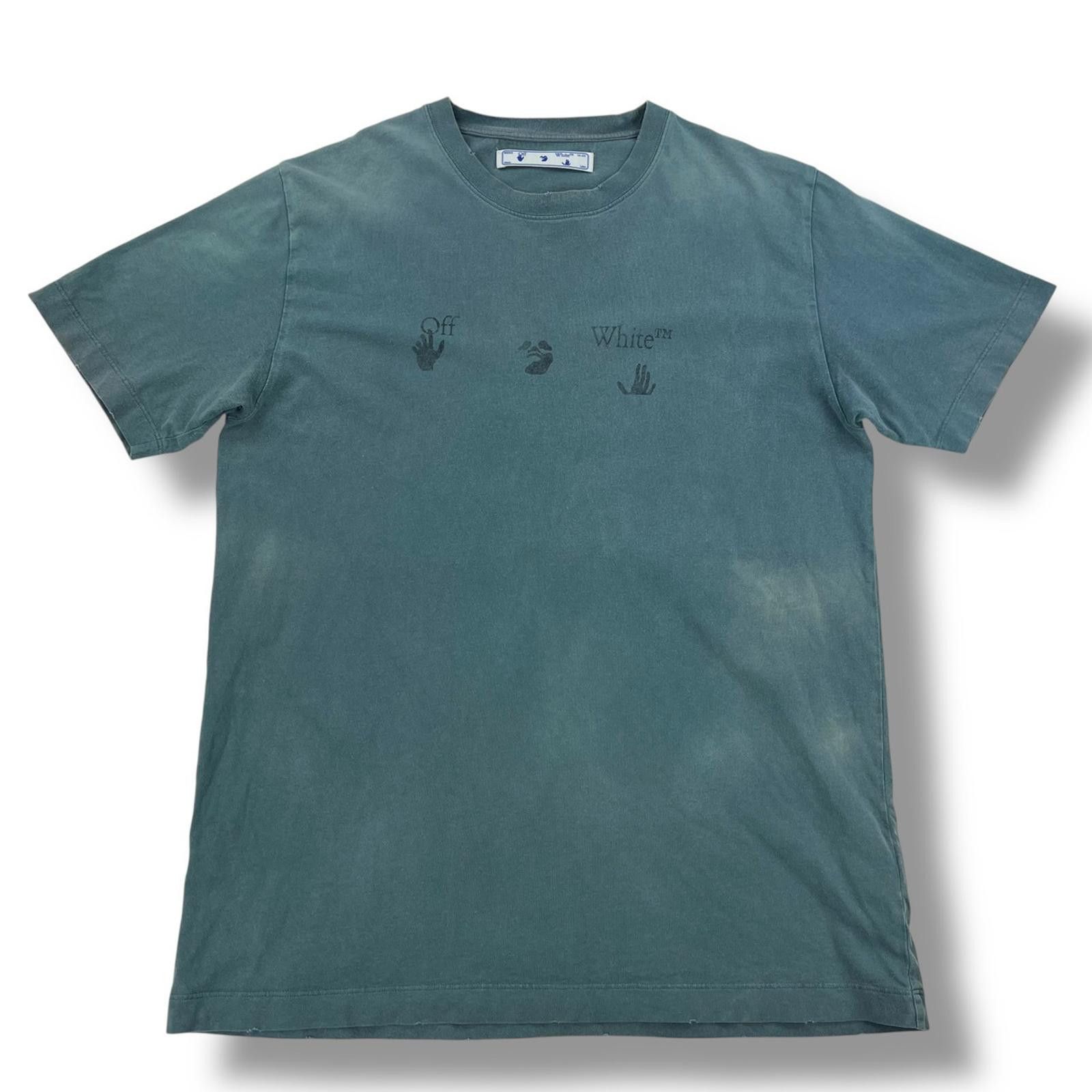 Off-White Off-White Hand Print Distressed Teal T Shirt Size US XL / EU 56 / 4 - 2 Thumbnail