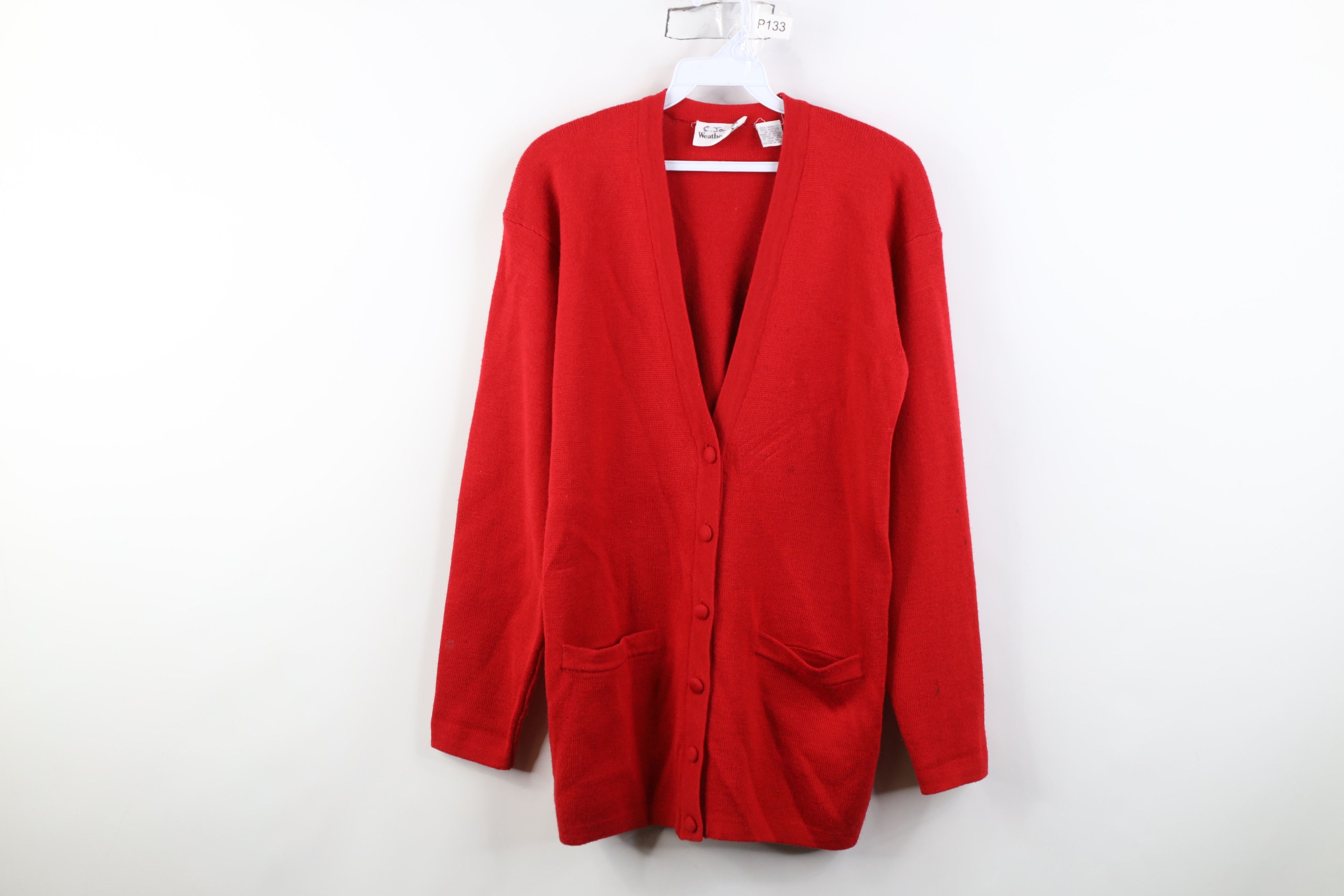 Vintage Vintage 90s Streetwear Wool Blend Knit Cardigan Sweater Red Size M / US 6-8 / IT 42-44 - 1 Thumbnail