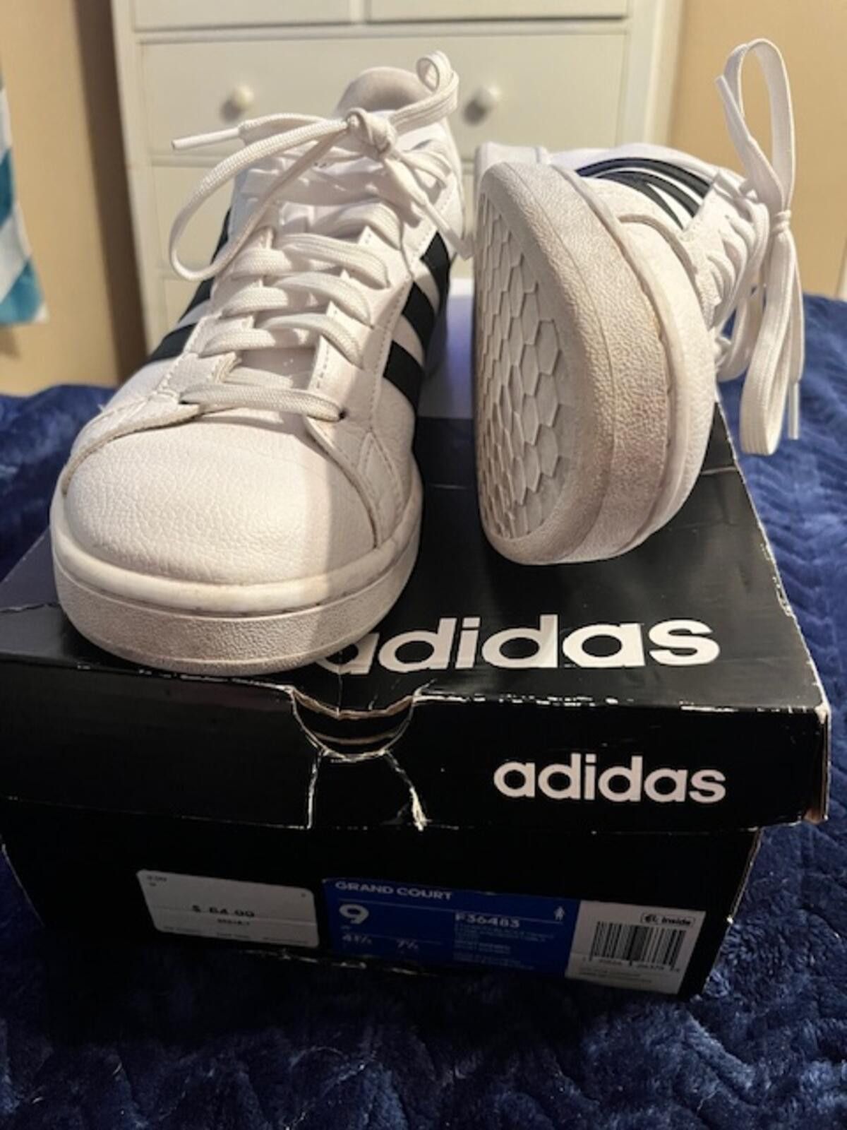 Adidas Adidas Grand Court White and Black Sneakers Size 9 Size US 9 / EU 42 - 3 Thumbnail