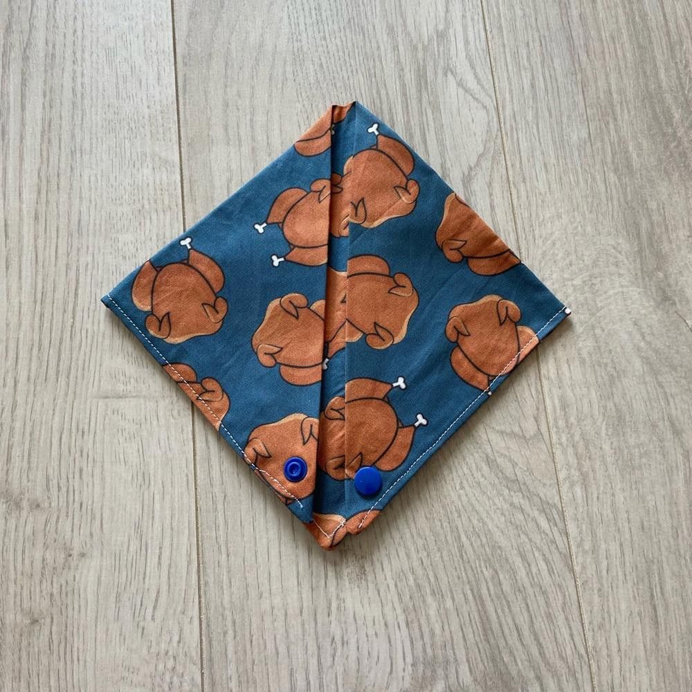 Designer Paw Heaven Co Blue Turkey Dog Bandana Size ONE SIZE - 6 Thumbnail