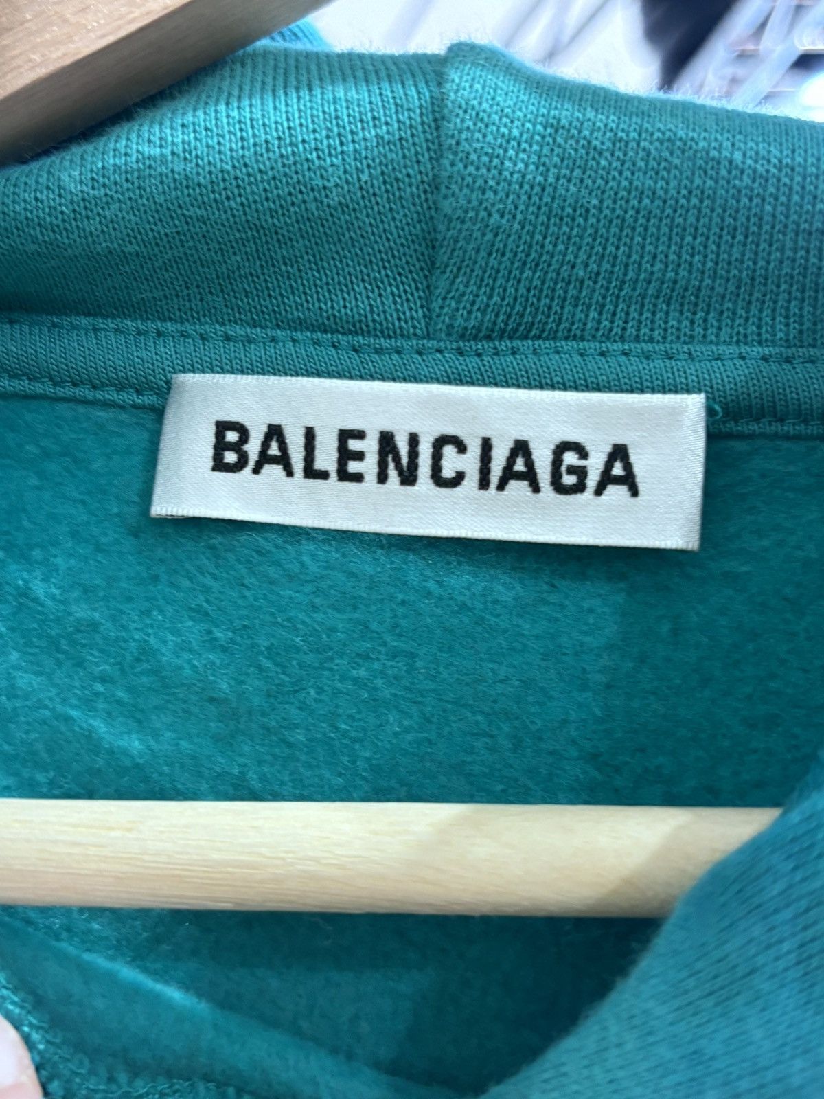 Balenciaga Balenciaga Teal Logo Hoodie Size US XS / EU 42 / 0 - 4 Thumbnail